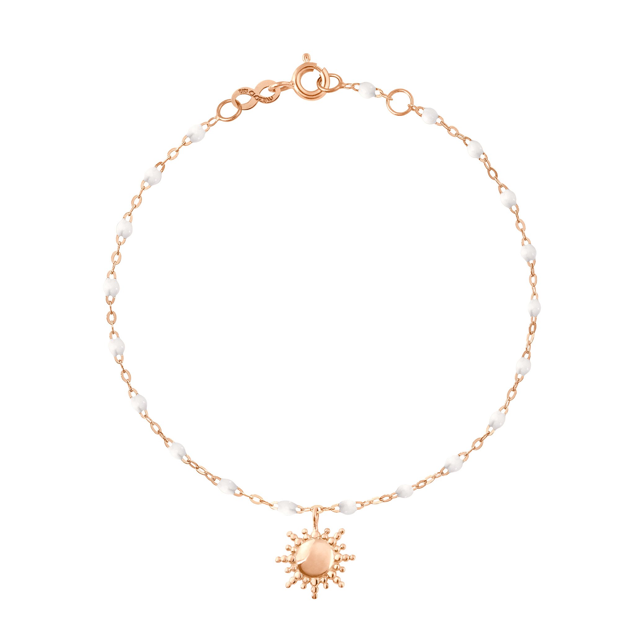 Bracelet blanc Soleil, or rose, 17 cm