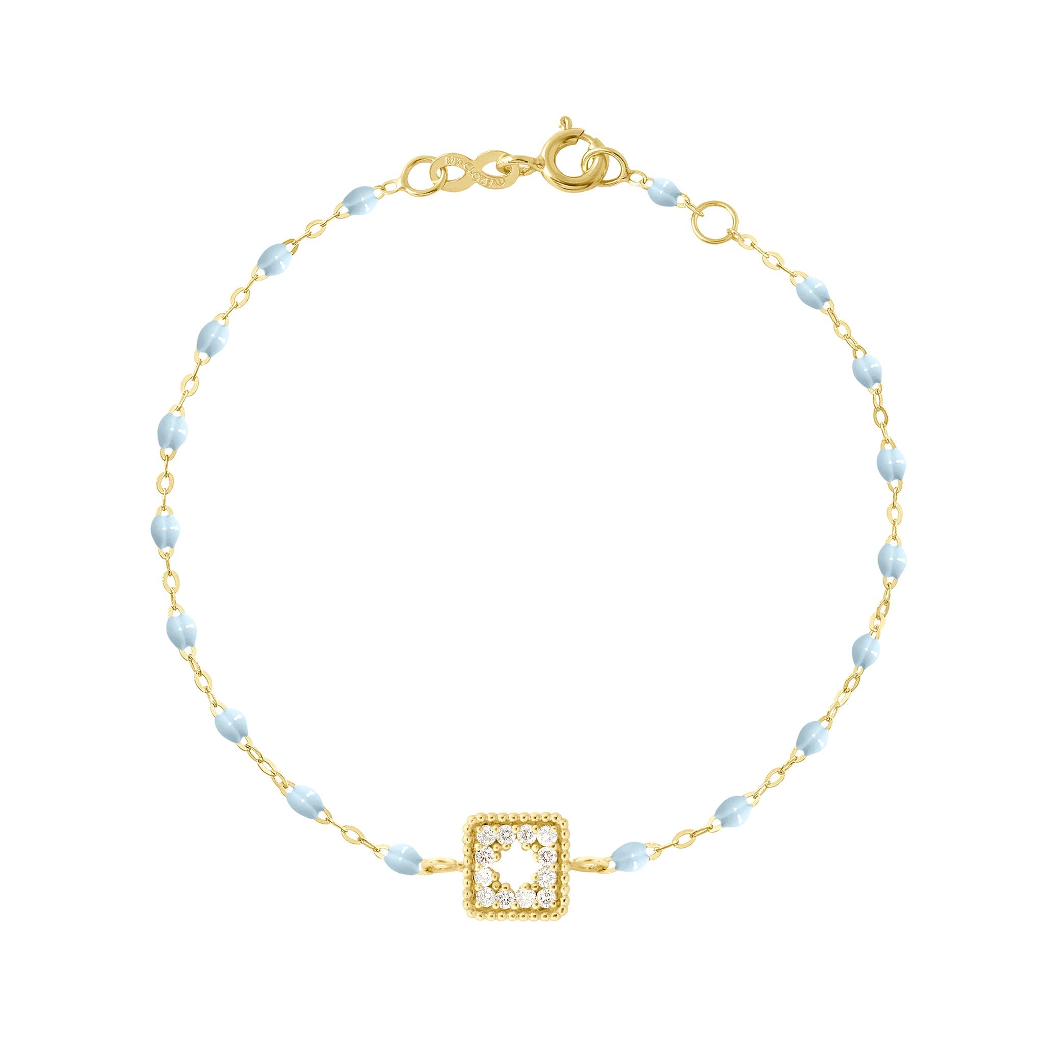 Bracelet bleu layette Trésor, diamants, or jaune, 17 cm