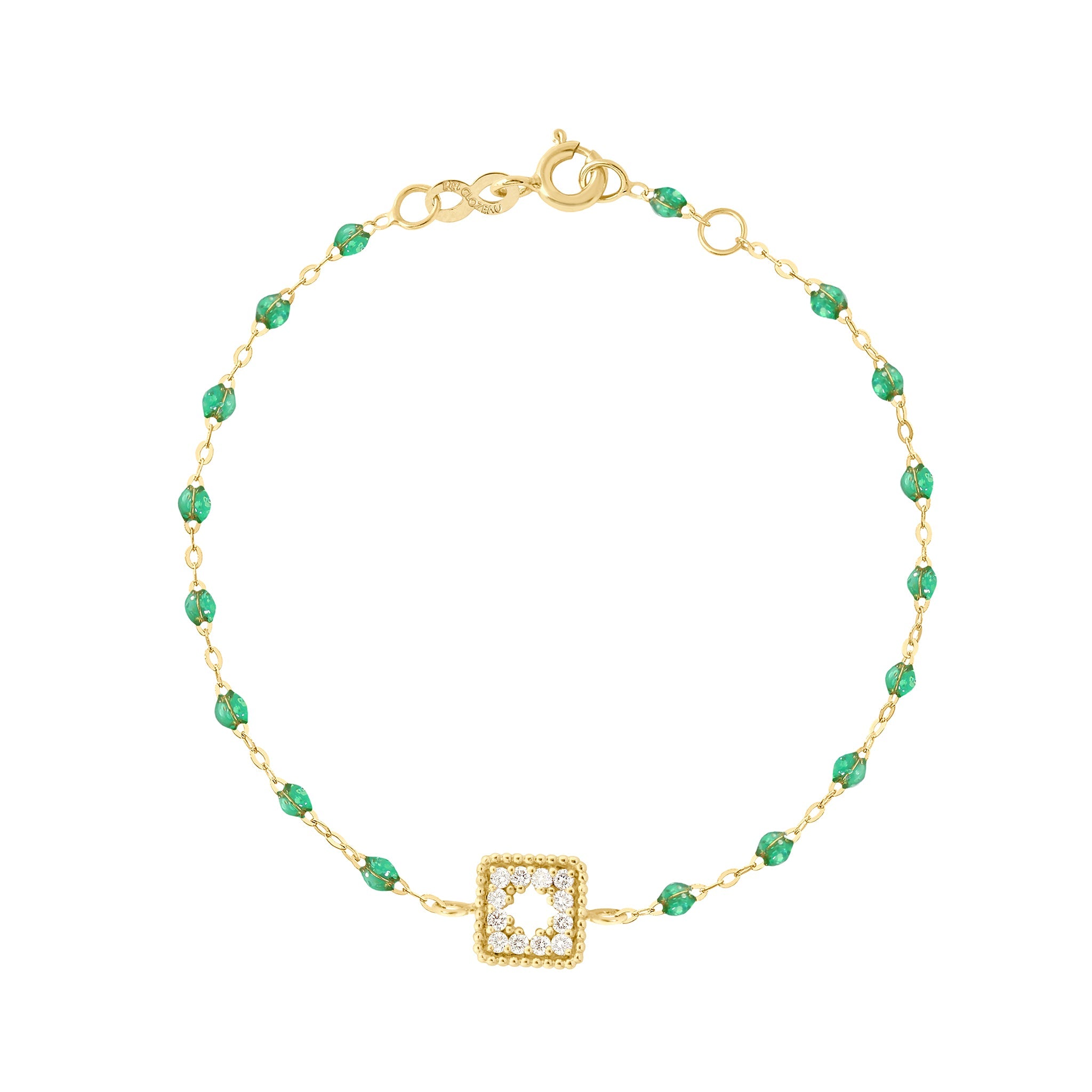 Bracelet menthe Trésor, diamants, or jaune, 17 cm