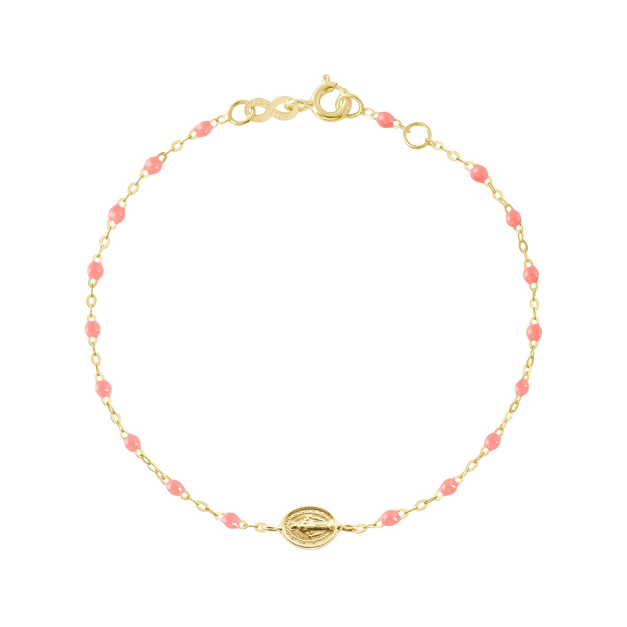 Bracelet bébé fuchsia Madone or jaune, 13 cm