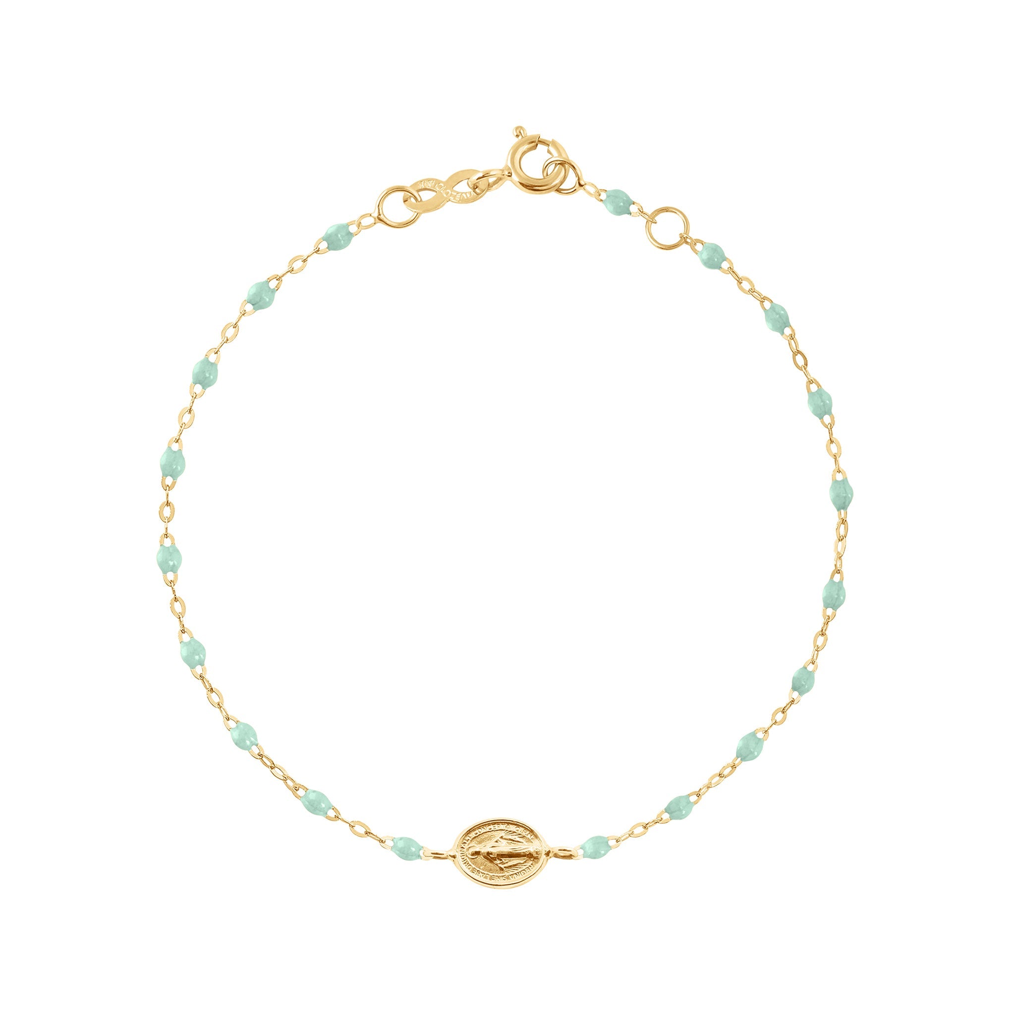 Bracelet enfant jade Madone or jaune, 15 cm