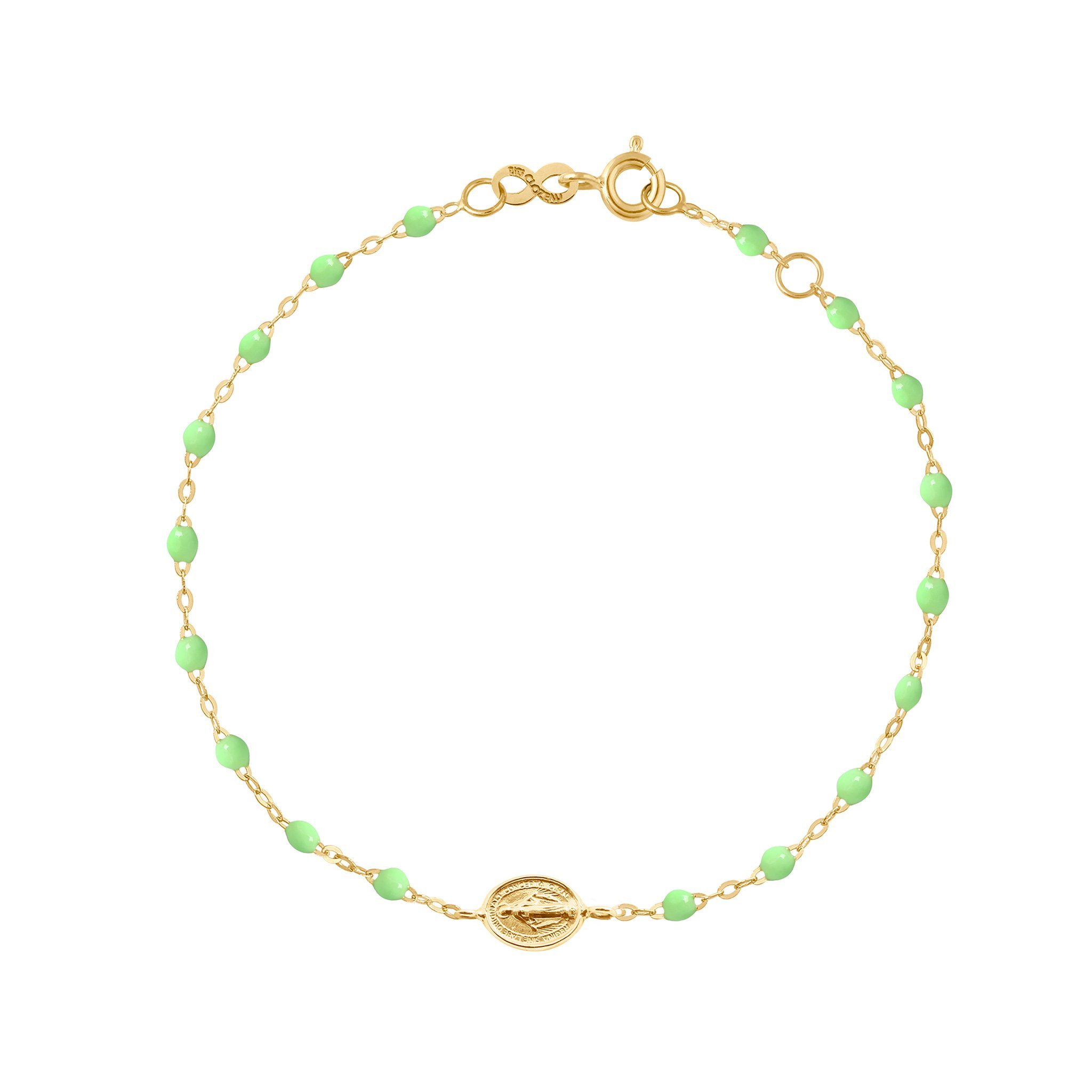 Bracelet anis Madone or jaune, 17 cm