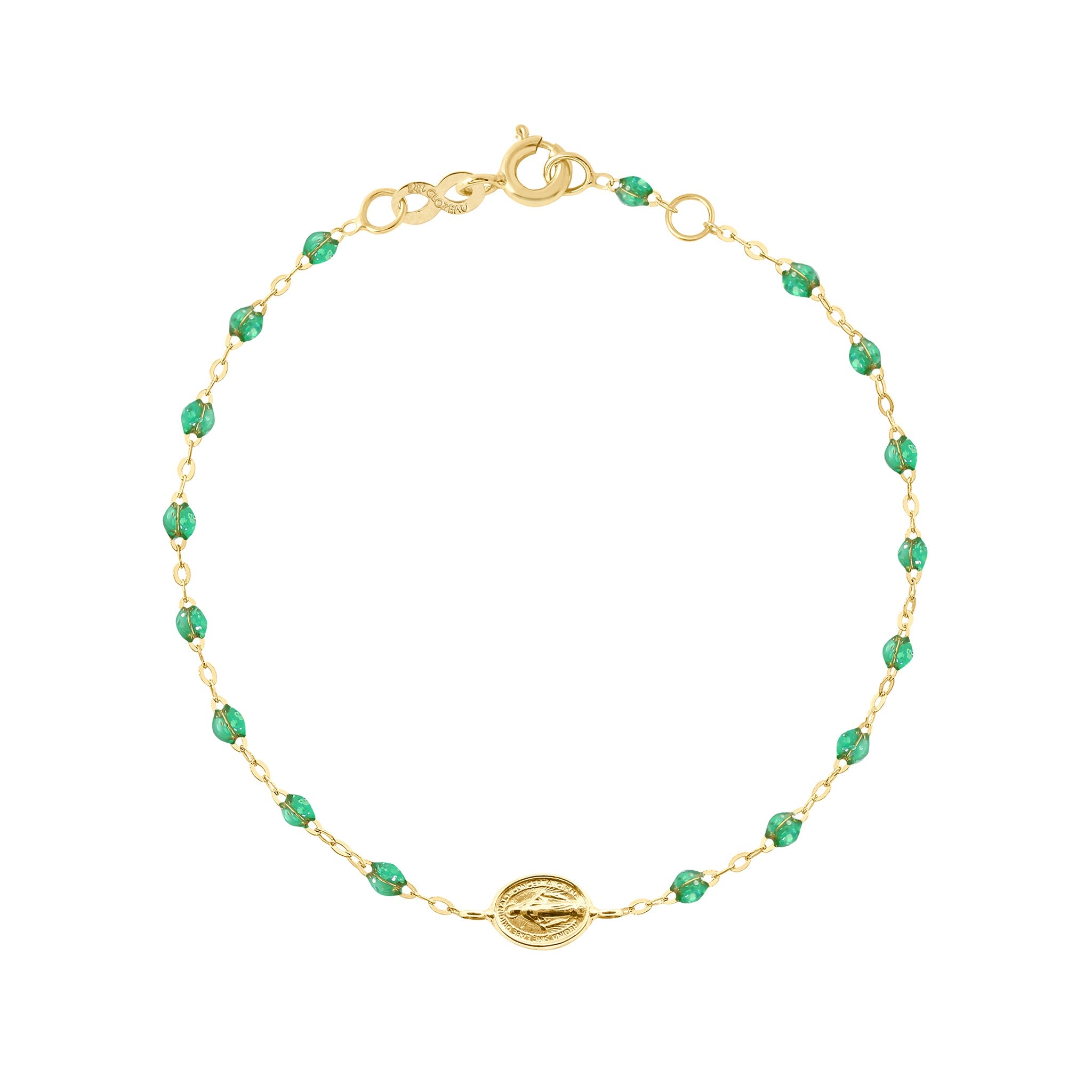 Bracelet menthe Madone or jaune, 17 cm