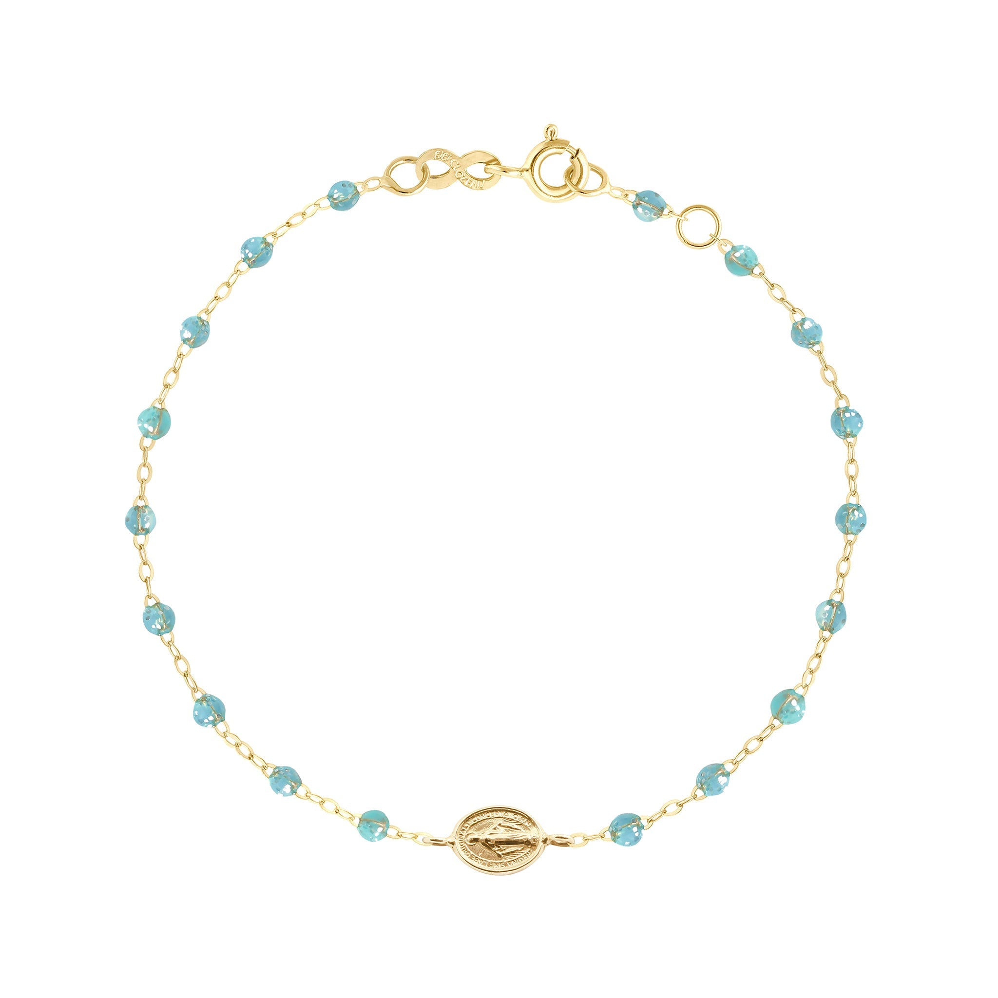 Bracelet aqua Madone or jaune, 17 cm