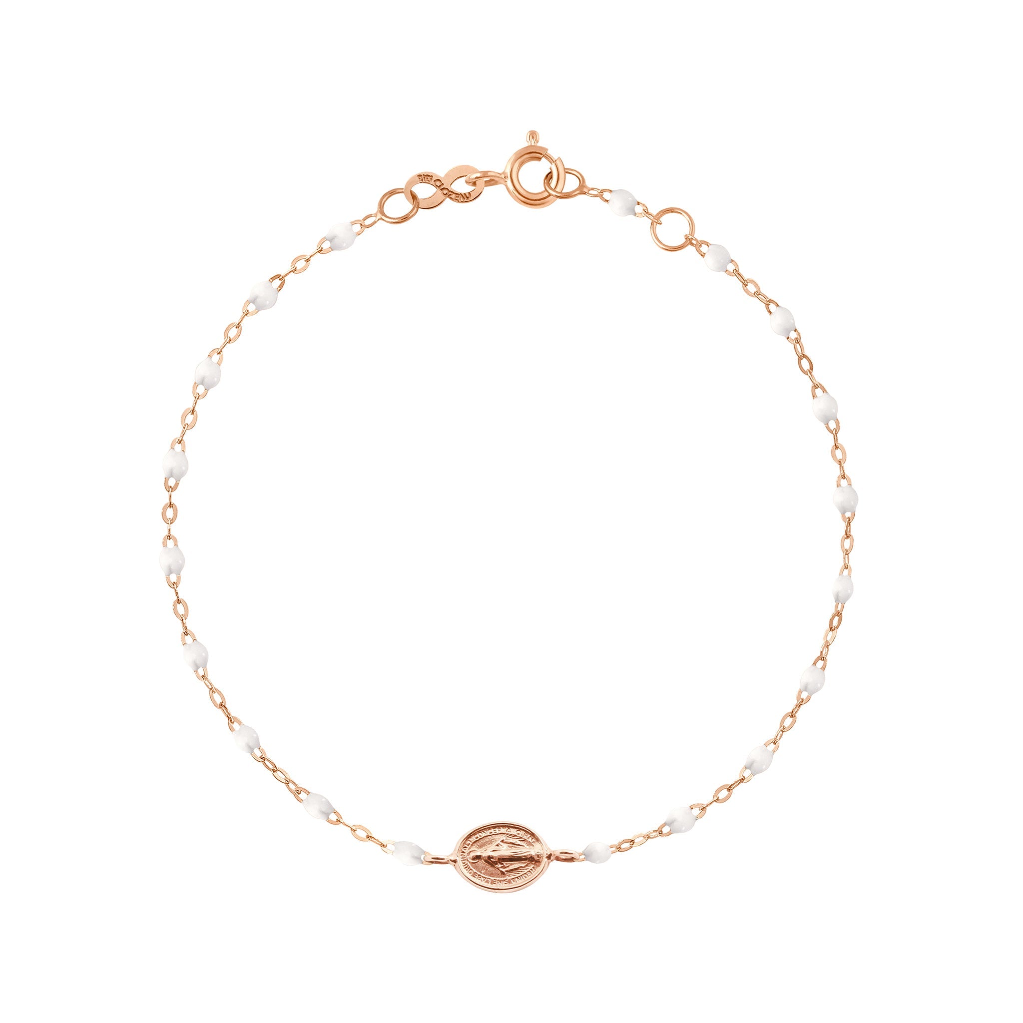 Bracelet enfant blanc Madone or rose, 15 cm