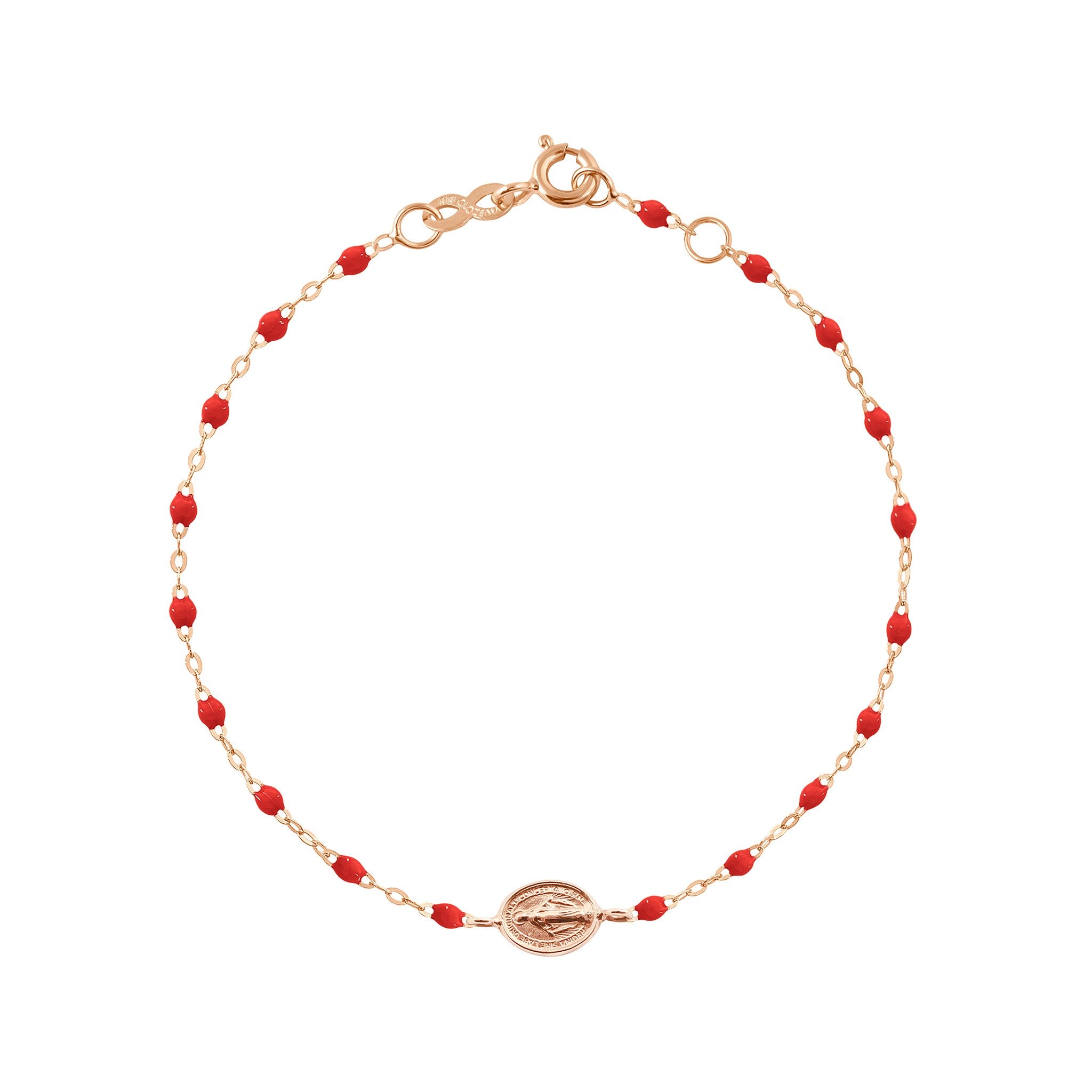 Bracelet coquelicot Madone or rose, 17 cm