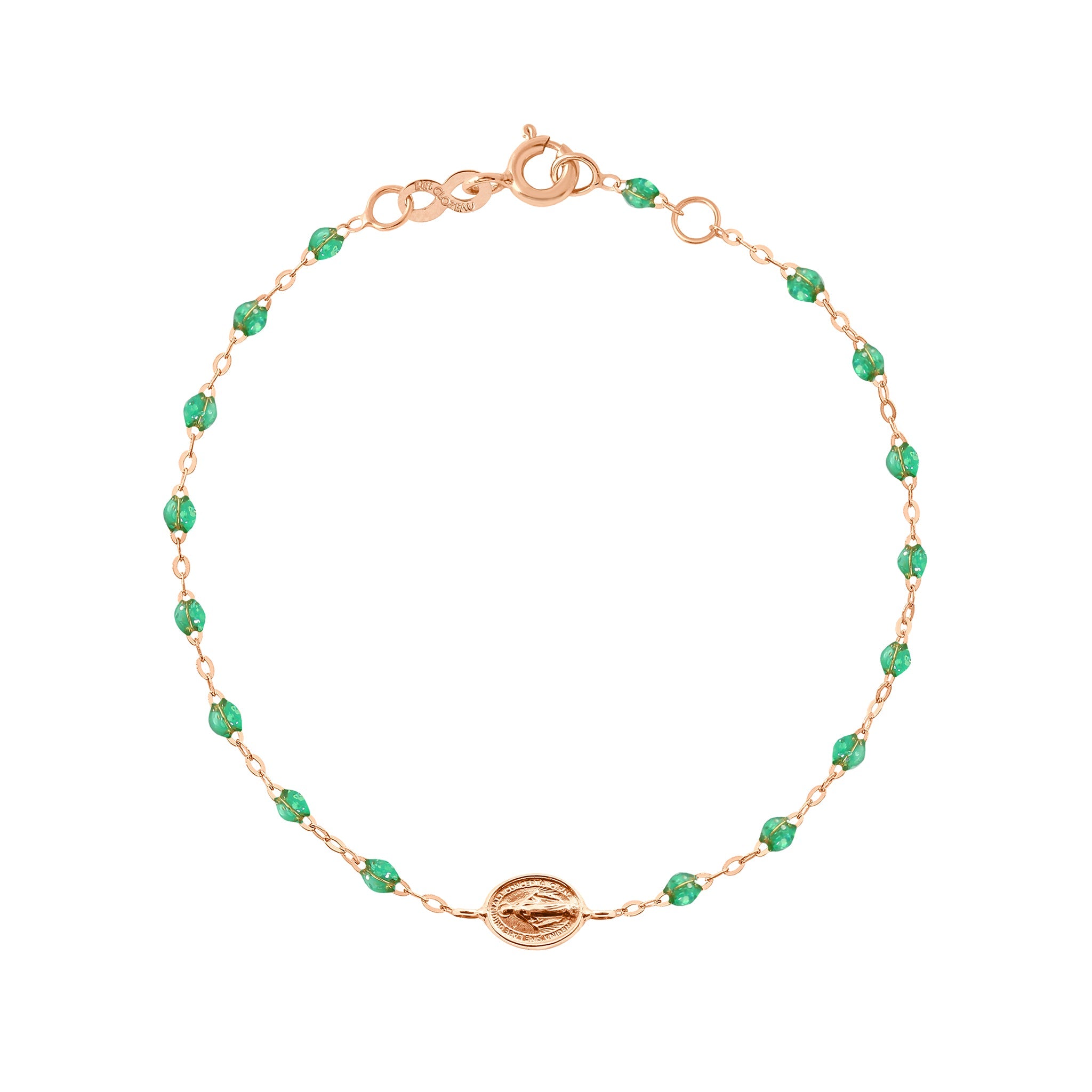 Bracelet menthe Madone or rose, 17 cm