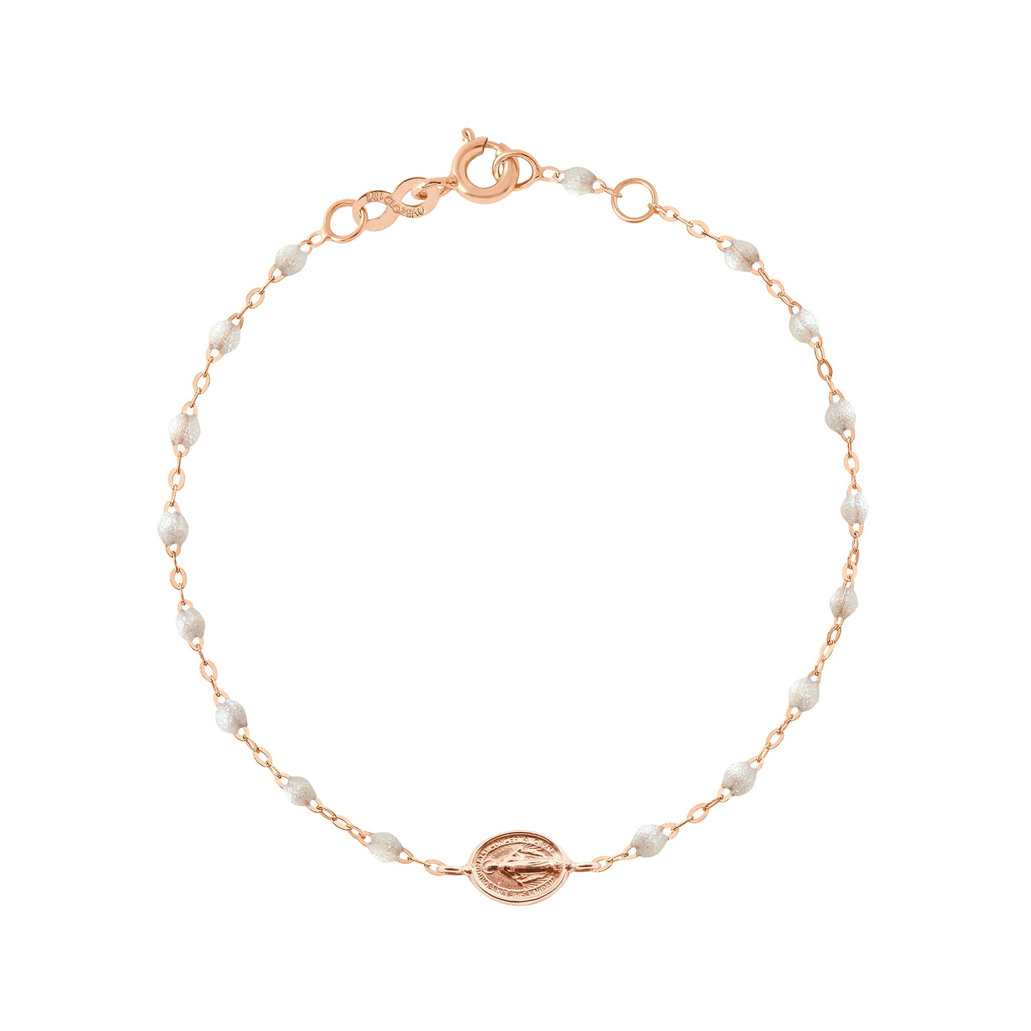 Bracelet opale Madone or rose, 17 cm