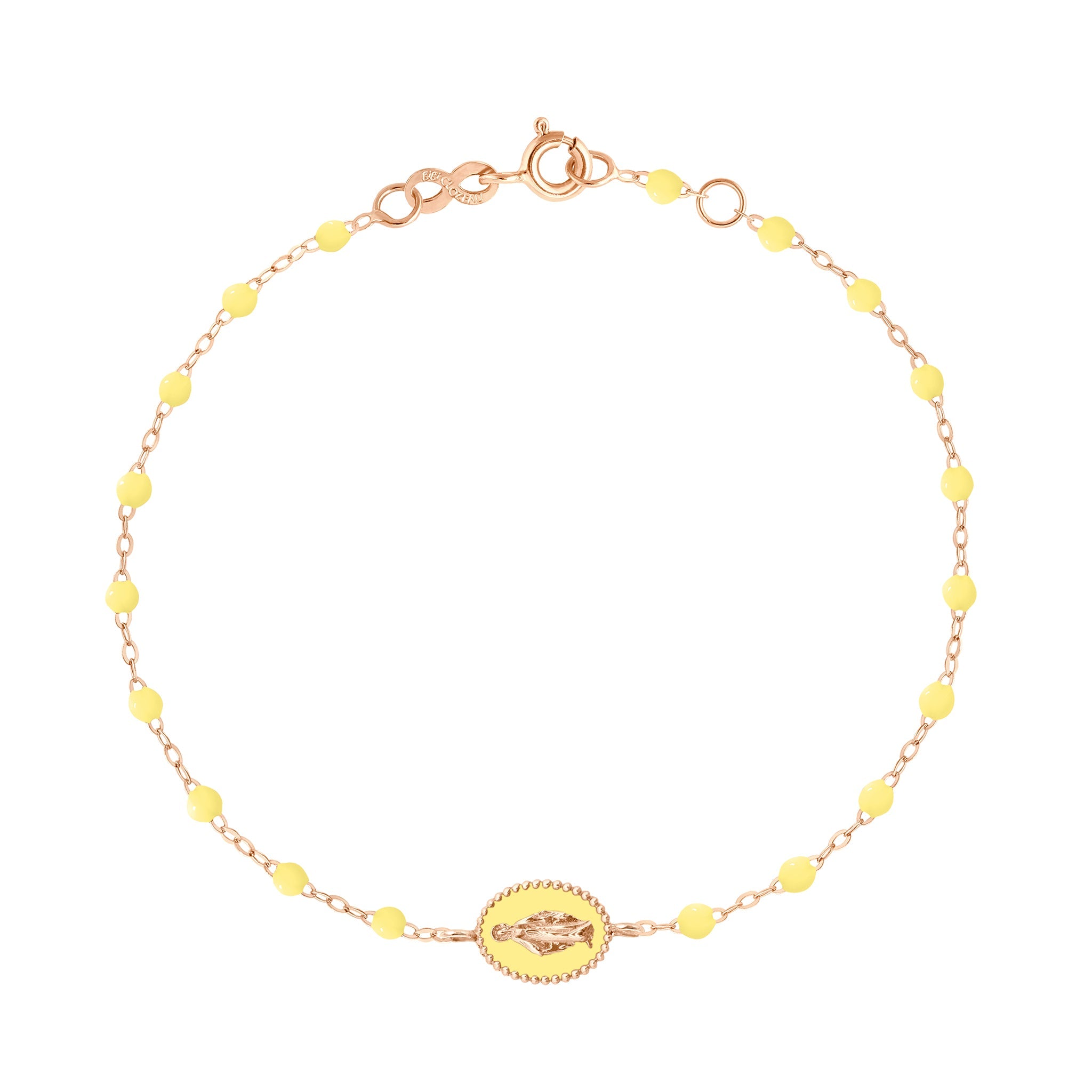 Bracelet mimosa Madone résinée, or rose, 17 cm