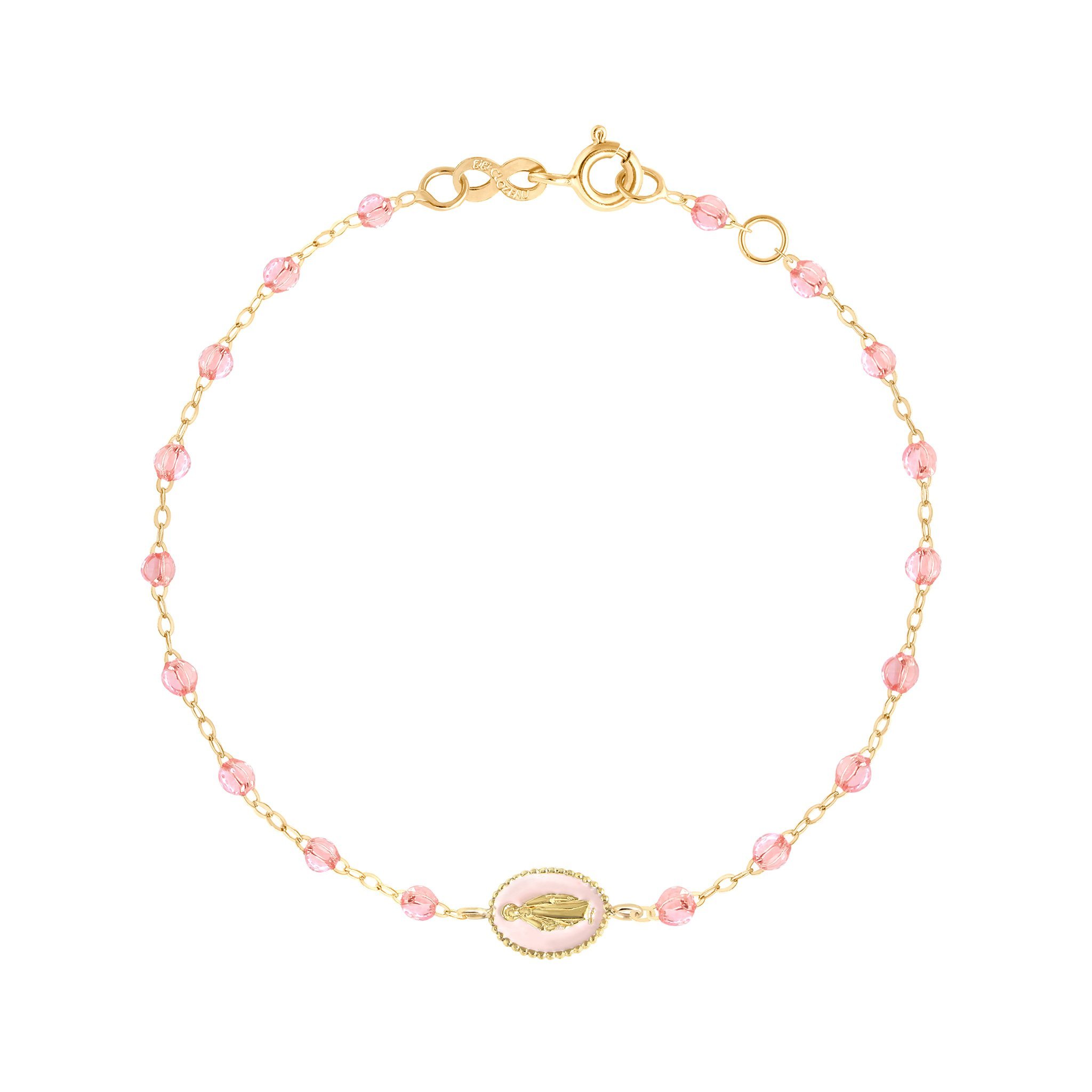 Bracelet rosée Madone résine rose bébé, or jaune, 17 cm madone Référence :  b3vi006j2817xx -1