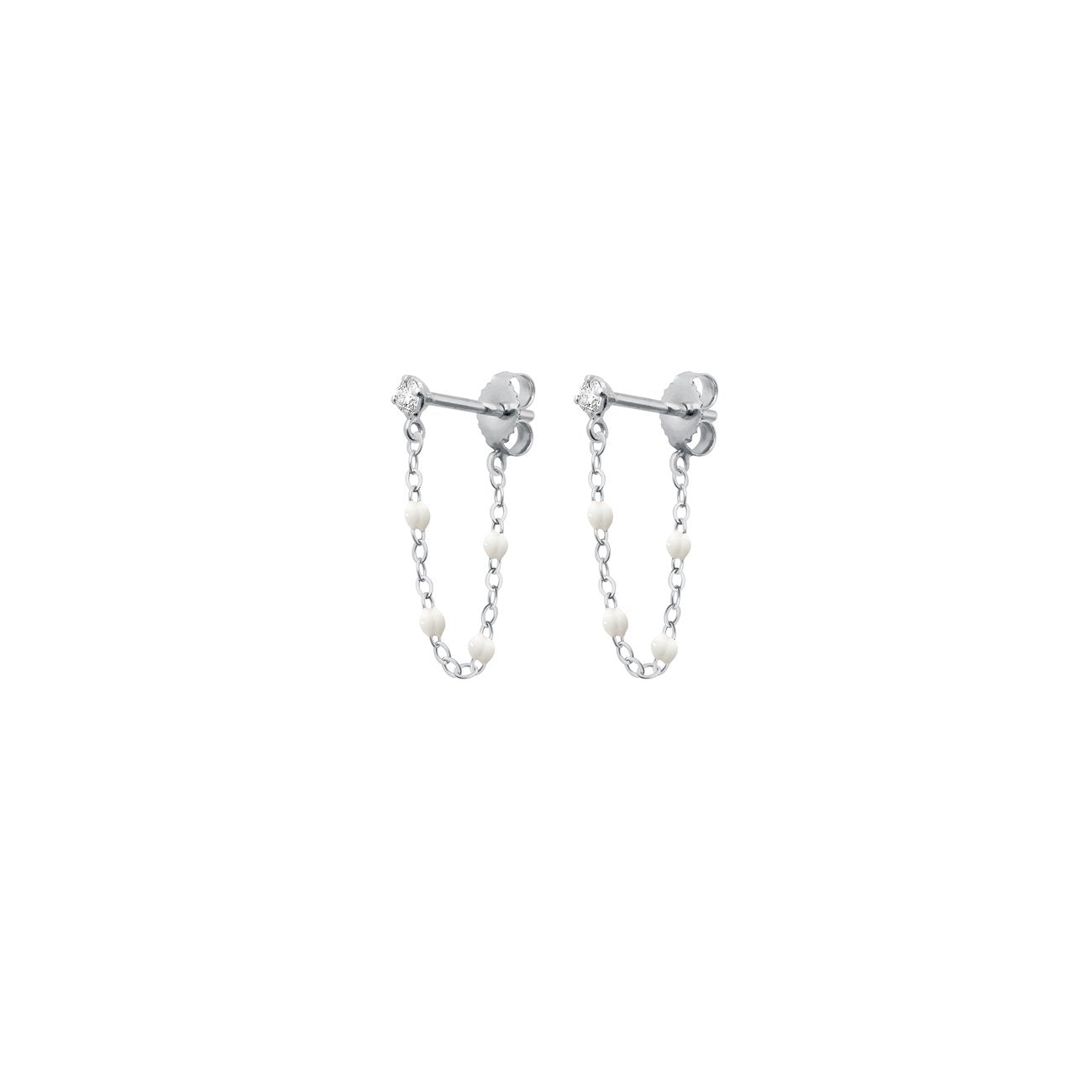 Boucles d'oreilles blanche Gigi Suprême, or blanc, diamants