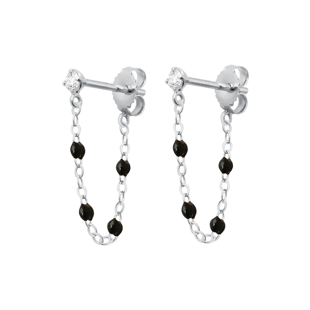 Boucles d'oreilles noire Gigi Suprême, or blanc, diamants gigi suprême Référence :  b4gs001g20xxdi -1