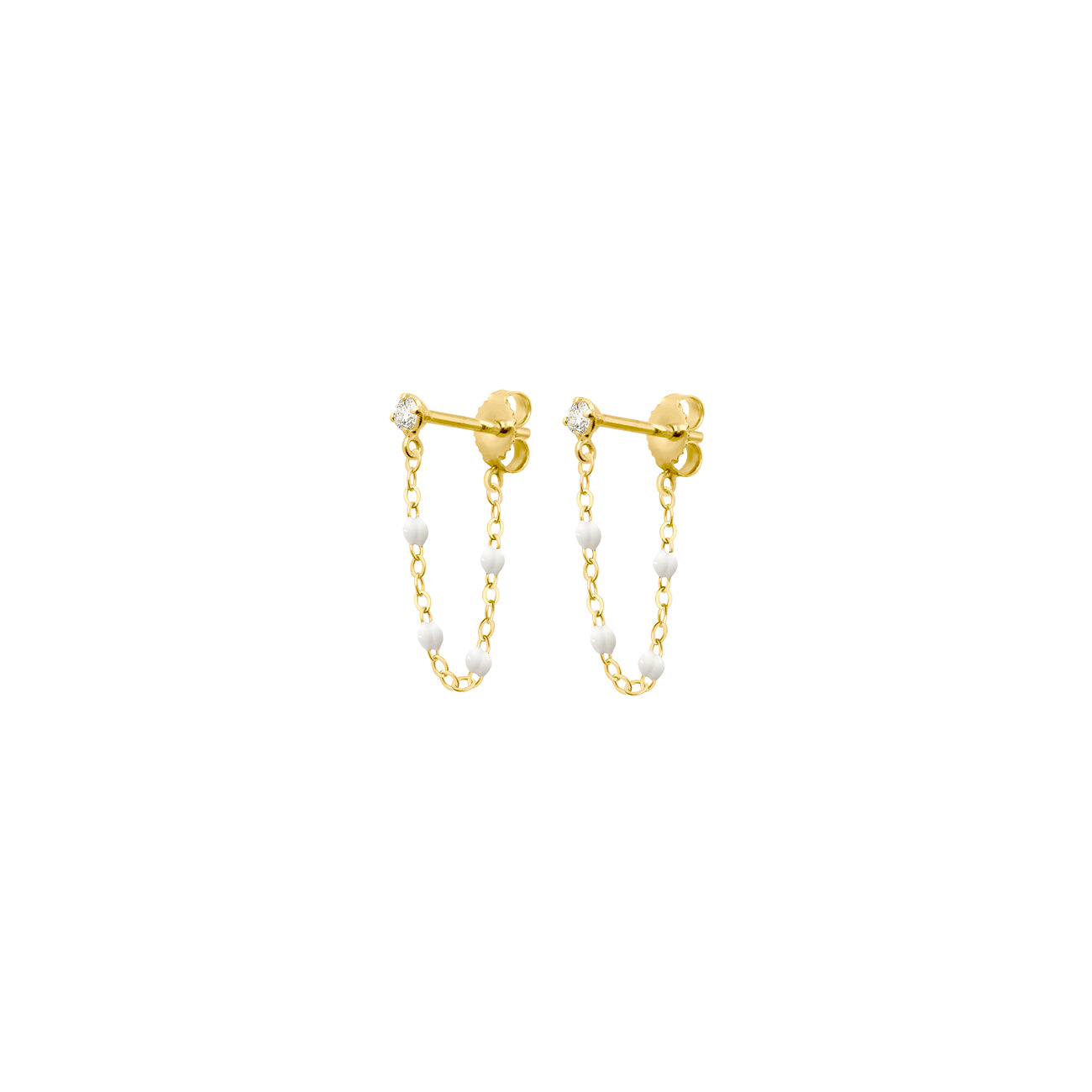 Boucles d'oreilles blanche Gigi Suprême, or jaune, diamants