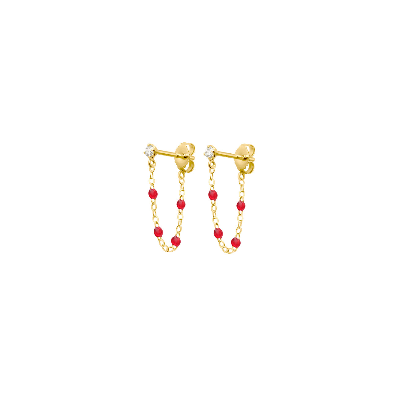 Boucles d'oreilles rubis Gigi Suprême, or jaune, diamants