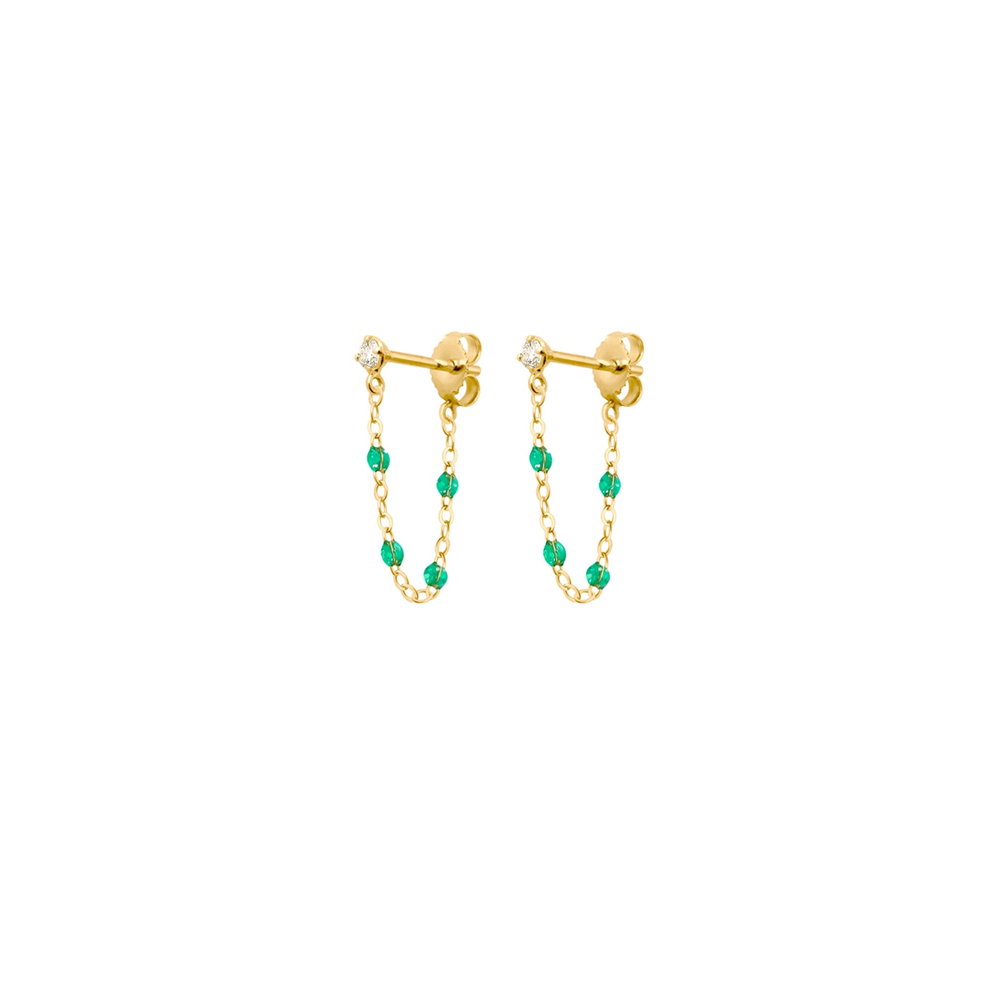 Boucles d'oreilles menthe Gigi Suprême, or jaune, diamants