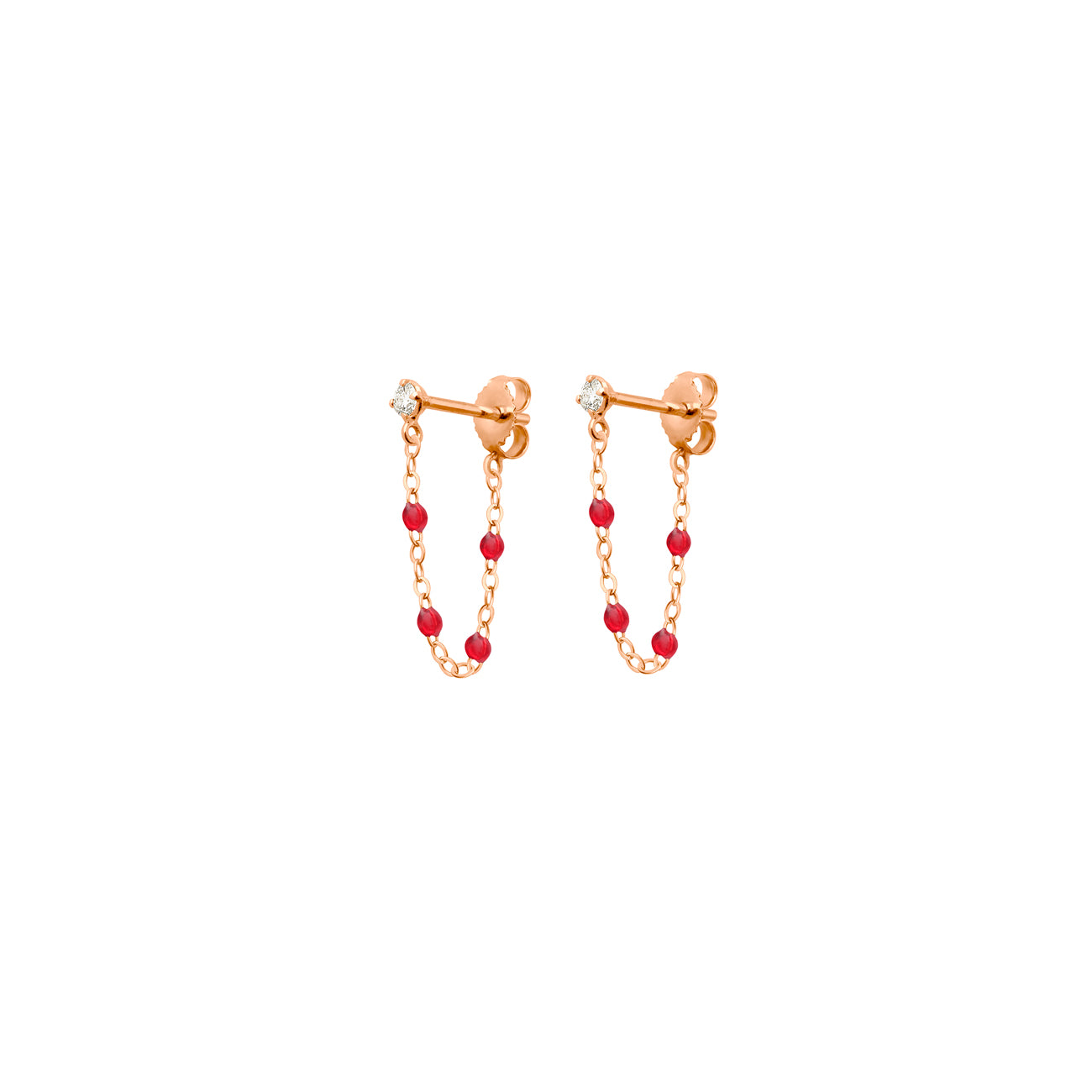 Boucles d'oreilles rubis Gigi Suprême, or rose, diamants