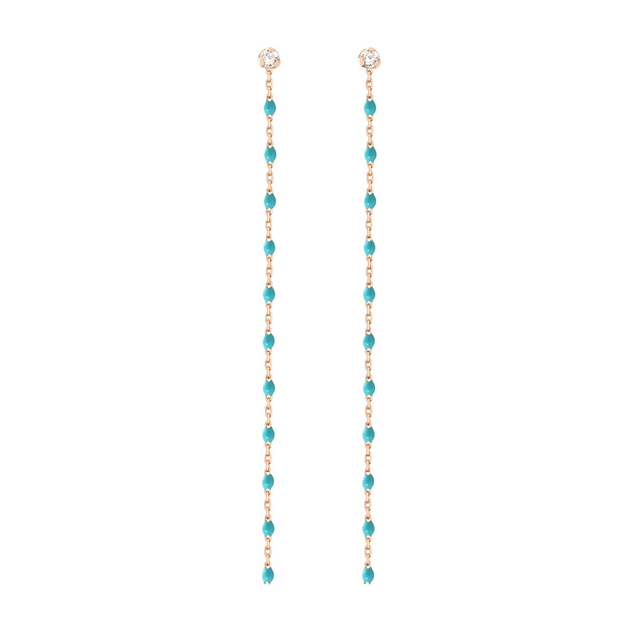 Boucles d'oreilles turquoise vert Gigi Party, diamants, or rose