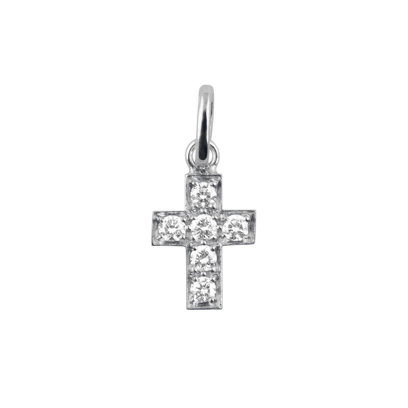 Pendentif Croix diamants, or blanc madone Référence :  b5co004g00xxdi -1