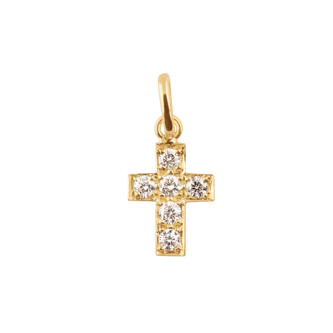 Pendentif Croix diamants, or jaune madone Référence :  b5co004j00xxdi -1