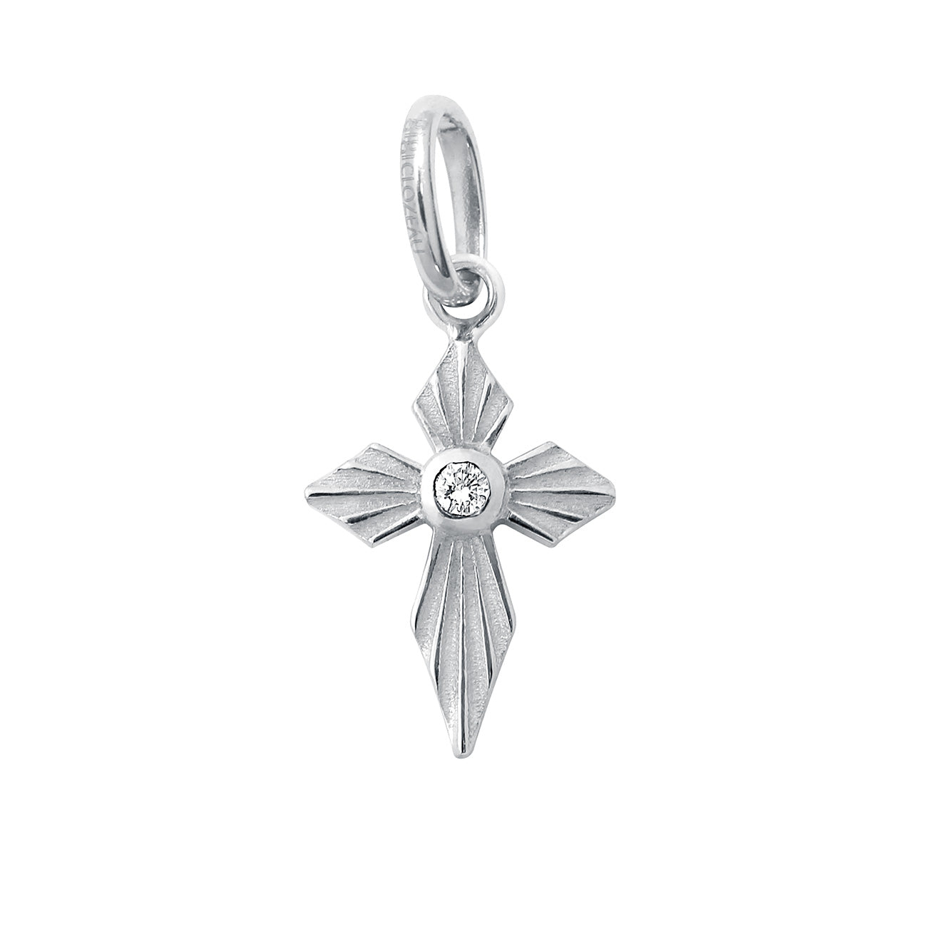 Pendentif Croix Lumière, diamant, or blanc madone Référence :  b5co024g00xxdi -1