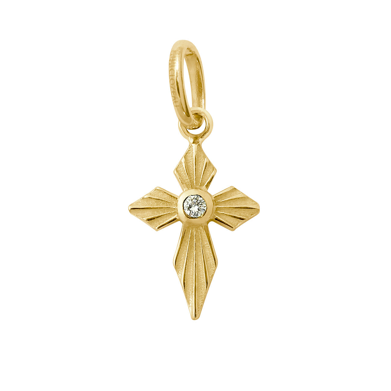 Pendentif Croix Lumière, diamant, or jaune madone Référence :  b5co024j00xxdi -1