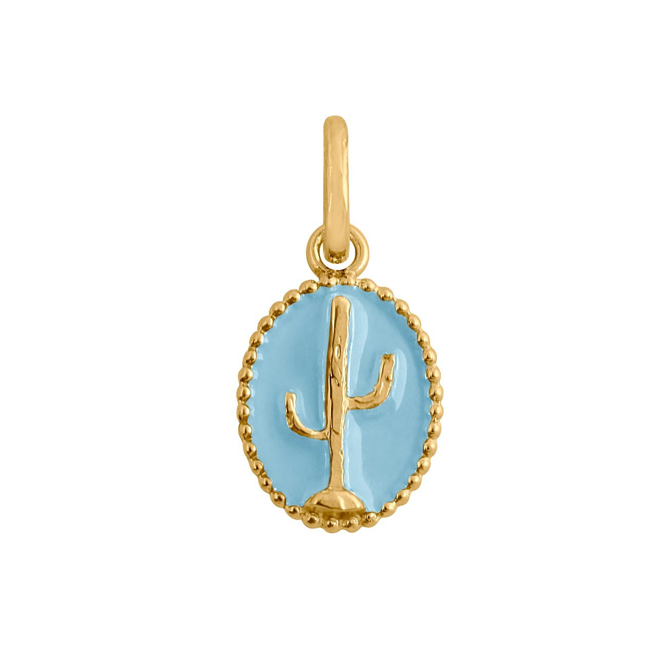 Pendentif Cactus résine turquoise, or jaune