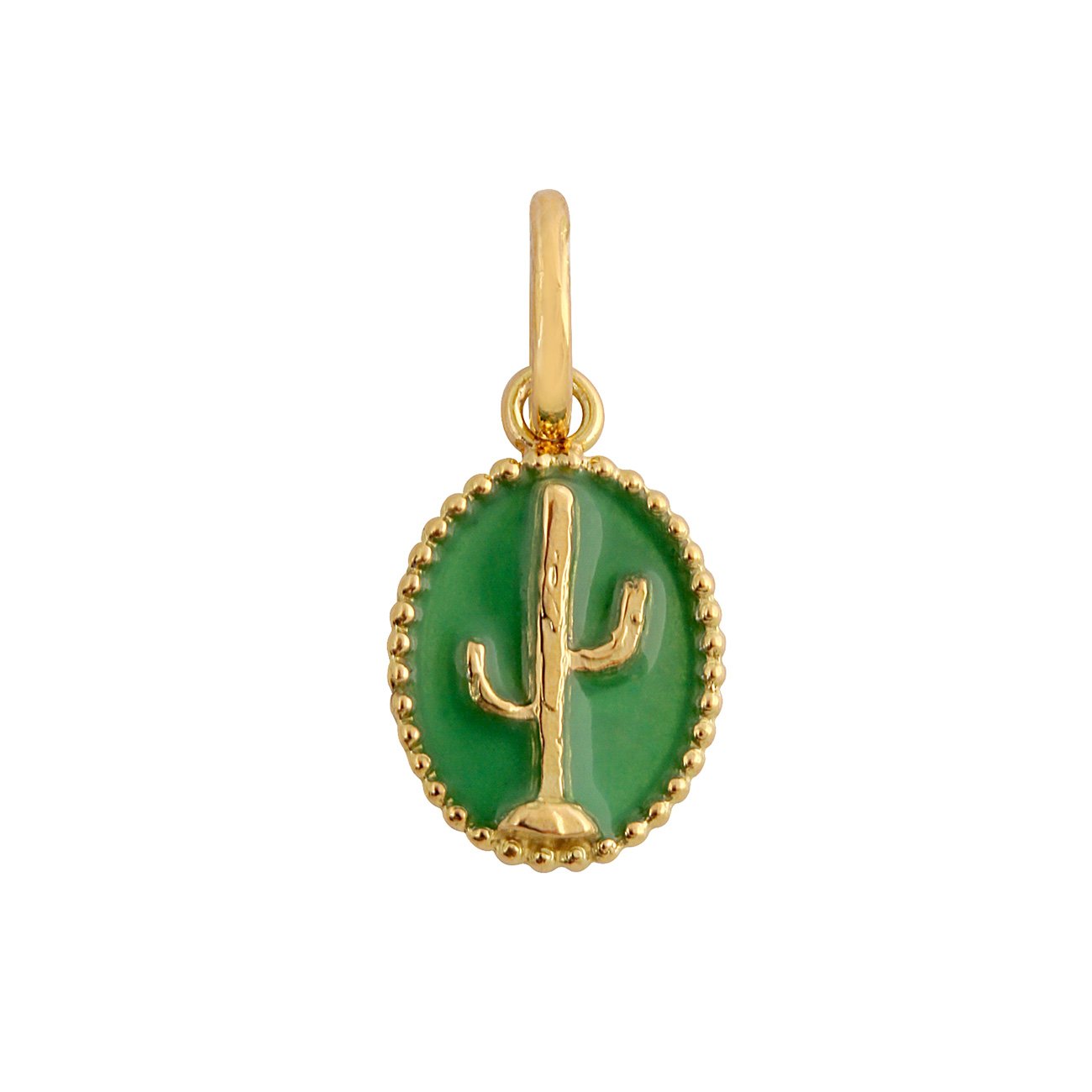 Pendentif Cactus résine prairie, or jaune