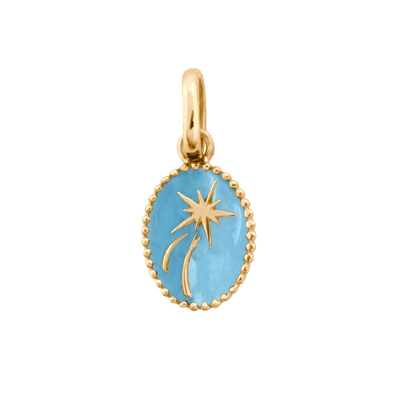 Pendentif Etoile Espoir résine turquoise, or jaune pirate Référence :  b5ee002j34xxxx -1