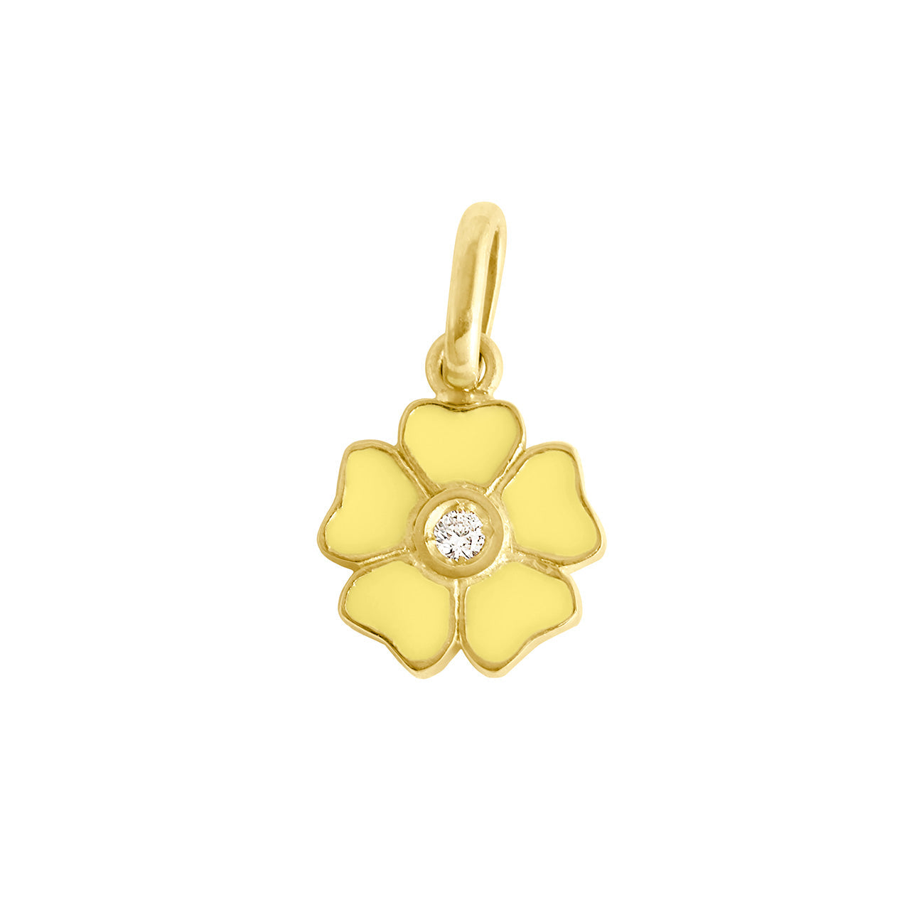 Pendentif Fleur résine mimosa, diamant, or jaune voyage Référence :  b5fl001j64xxdi -1