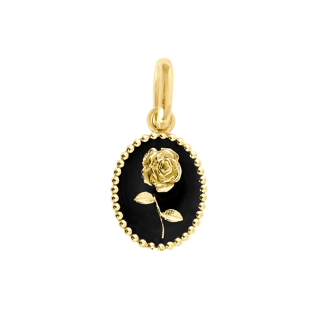 Pendentif Rose résine noire, or jaune voyage Référence :  b5fl002j20xxxx -1