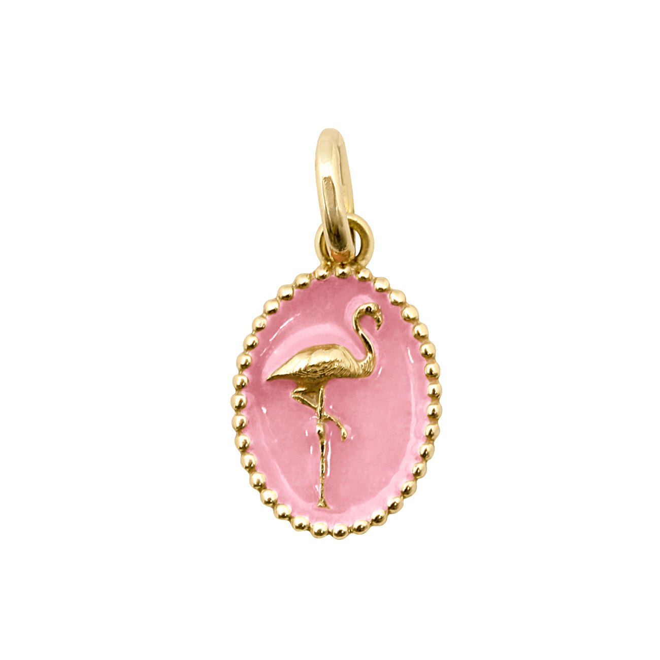 Pendentif Flamant résine fuchsia, or jaune