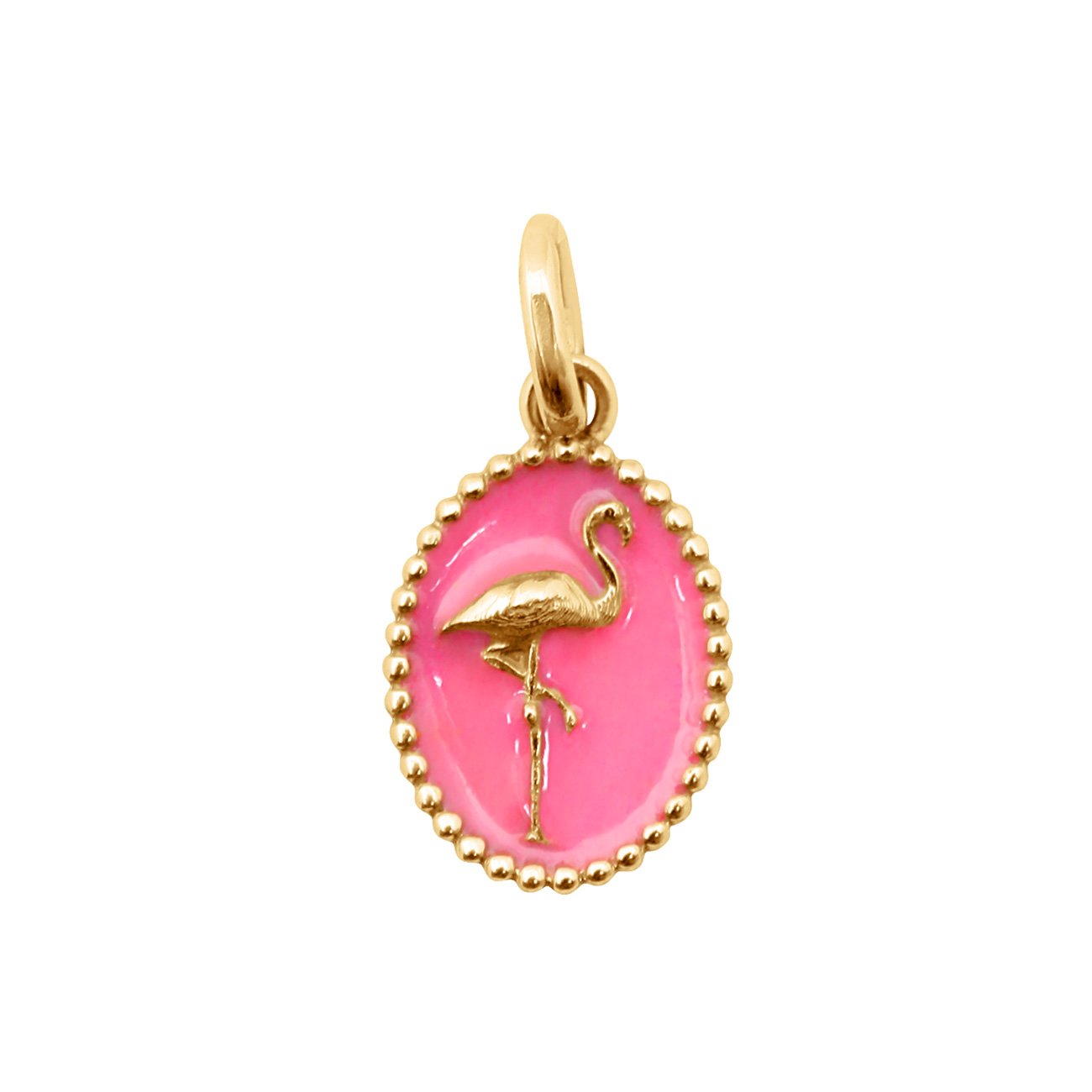 Pendentif Flamant résine rose fluo, or jaune voyage Référence :  b5ju002j29xxxx -1