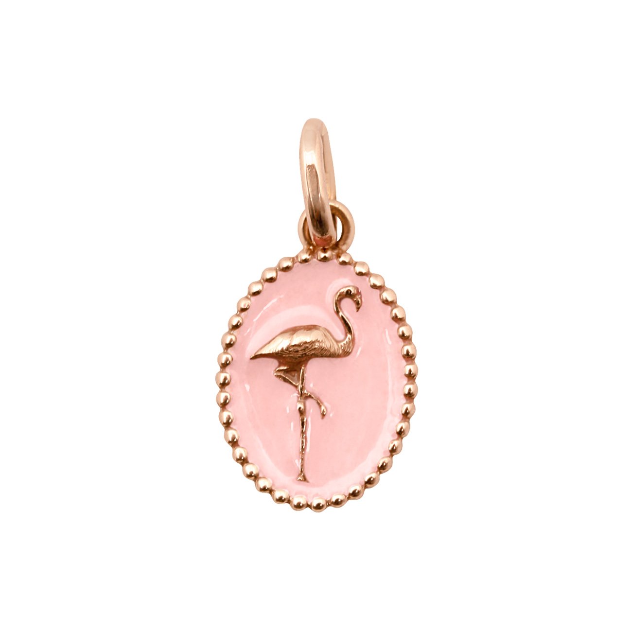 Pendentif Flamant résine rose bébé, or rose