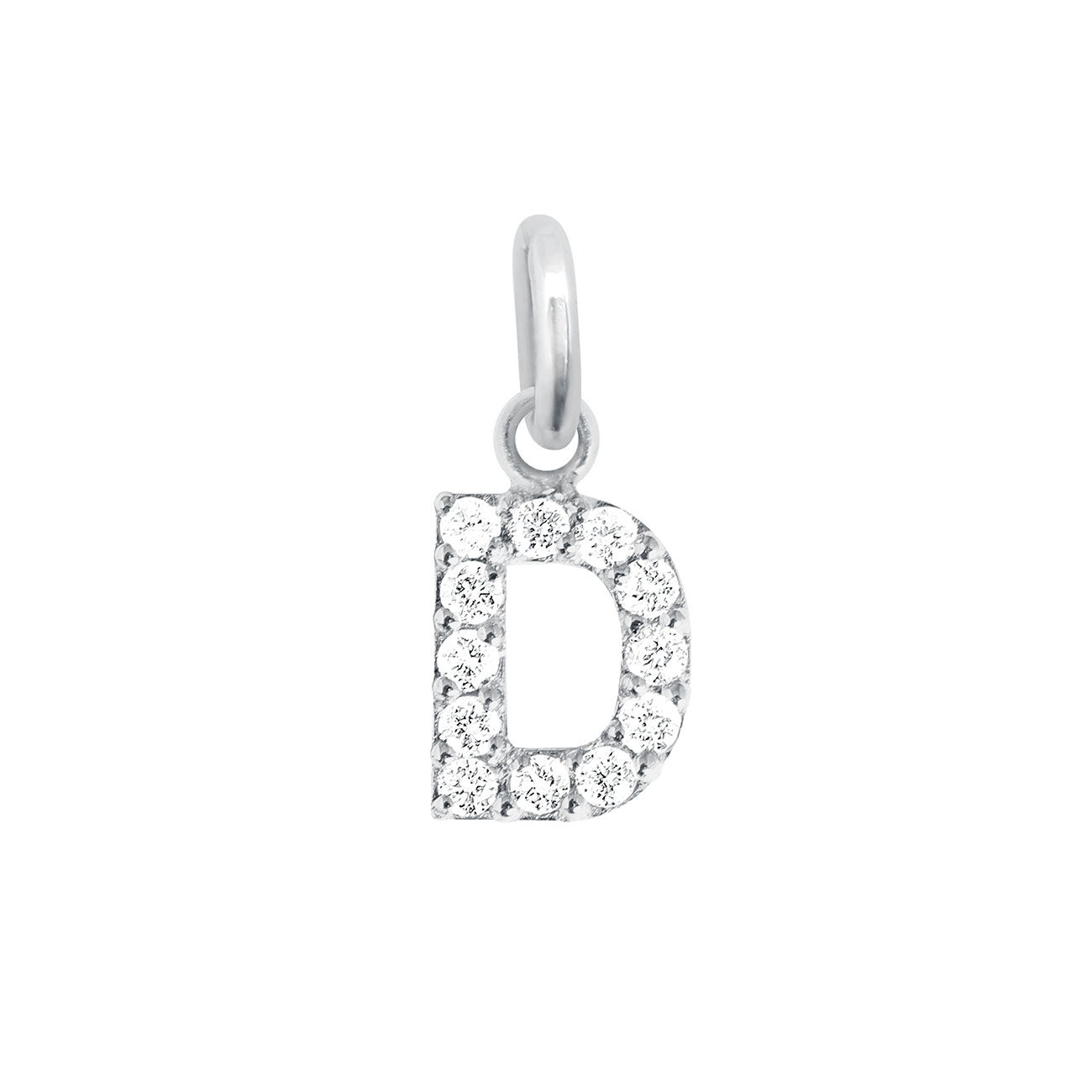 Pendentif Lucky Letter D, or blanc, diamants