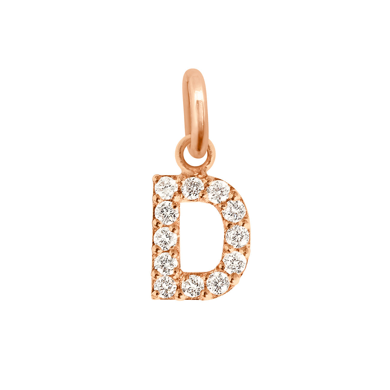 Pendentif Lucky Letter D, or rose, diamants