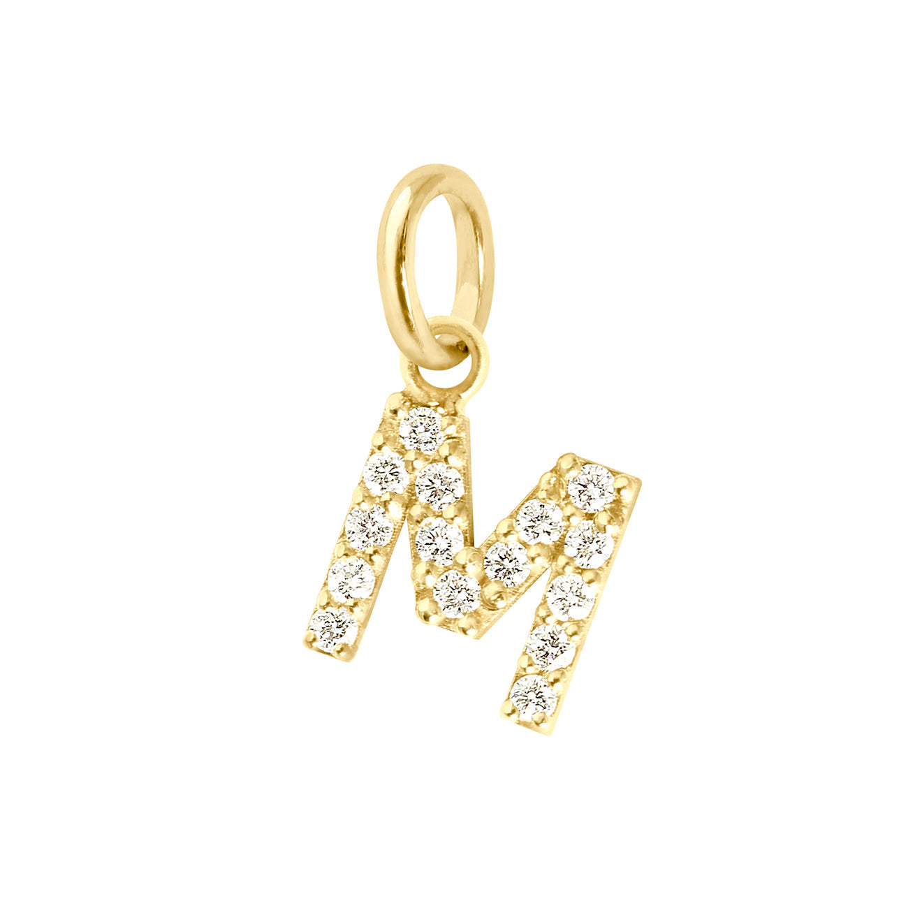 Pendentif Lucky Letter M, or jaune, diamants