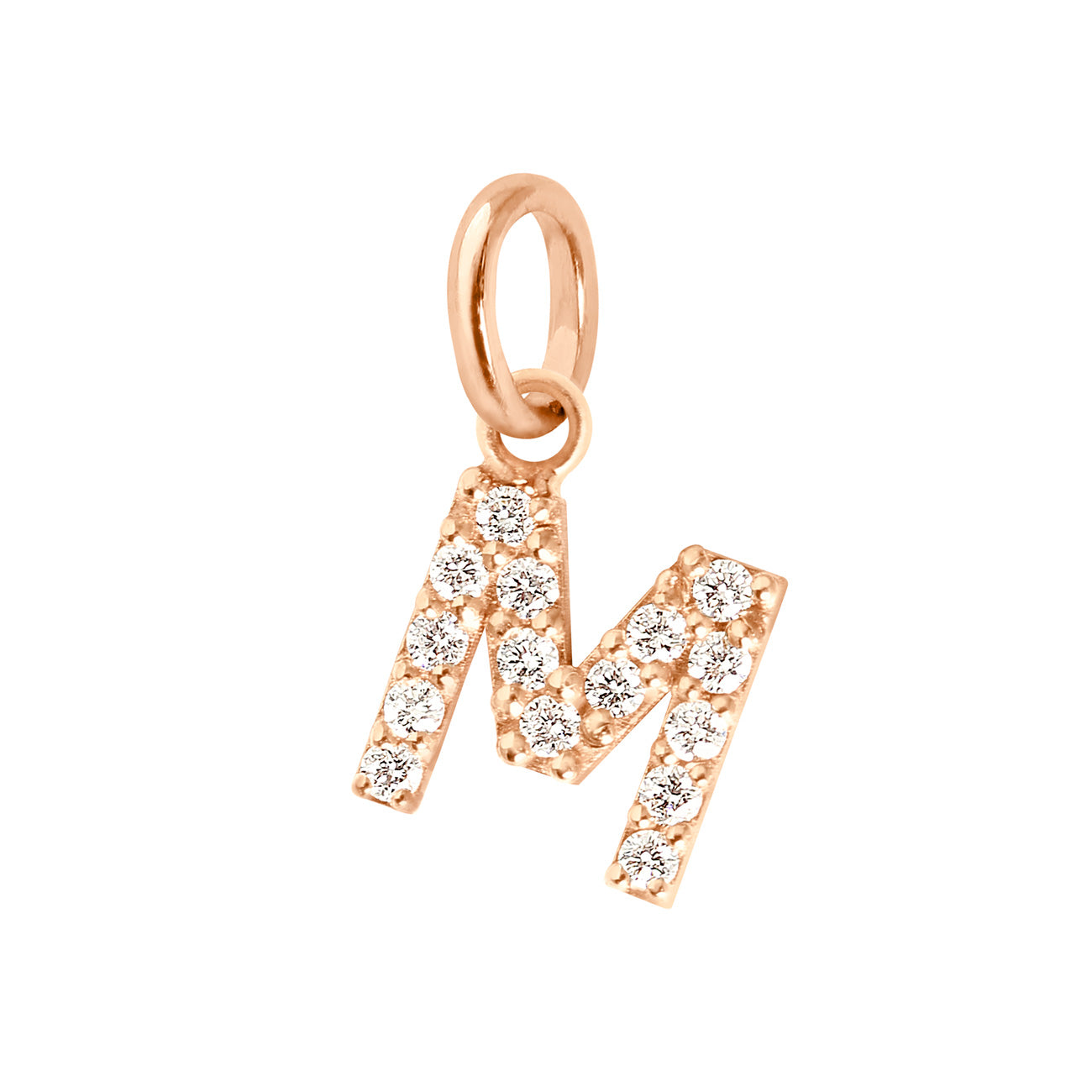 Pendentif Lucky Letter M, or rose, diamants