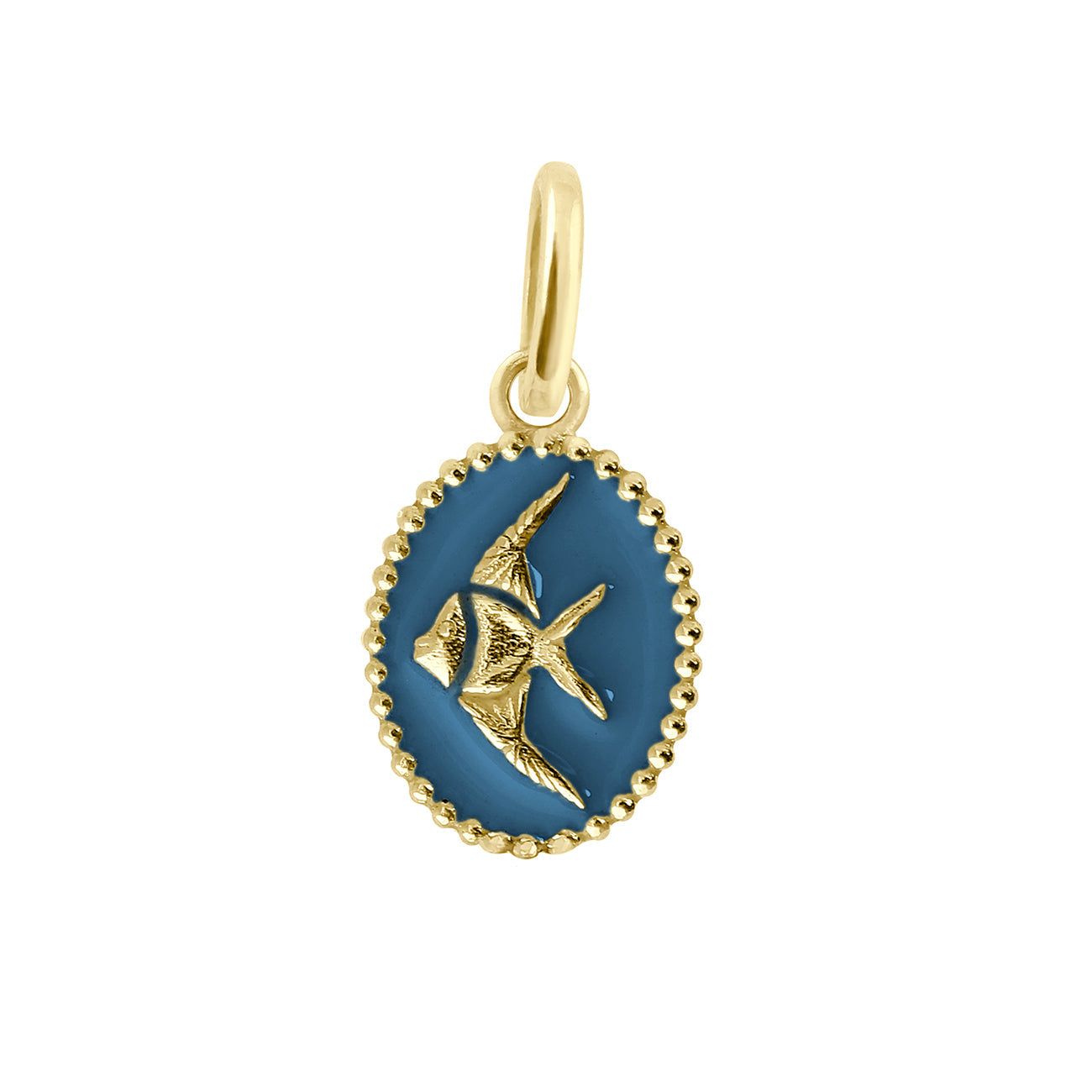 Pendentif Poisson Ange résine céleste, or jaune voyage Référence :  b5po002j02xxxx -1