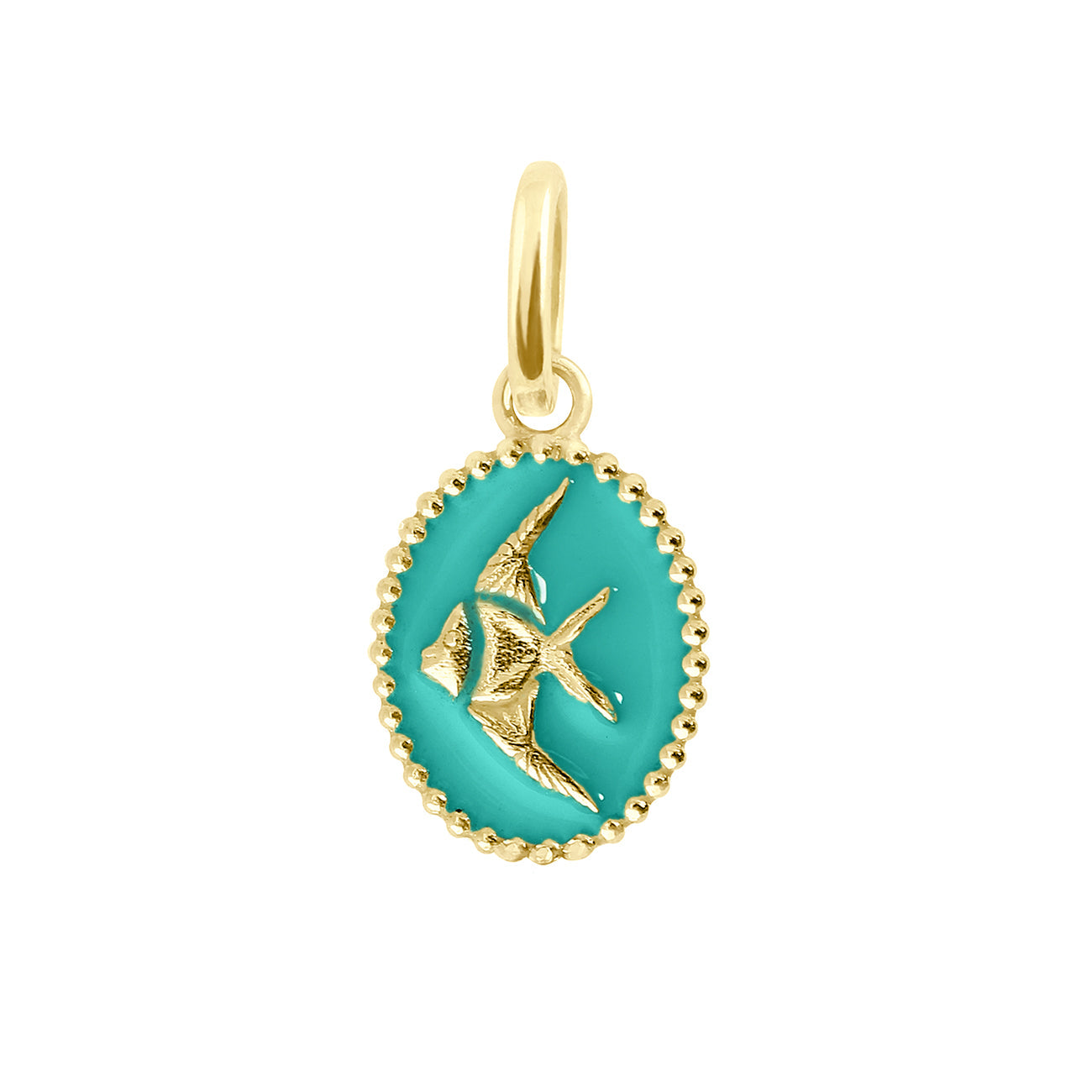 Pendentif Poisson Ange résine turquoise vert, or jaune voyage Référence :  b5po002j33xxxx -1