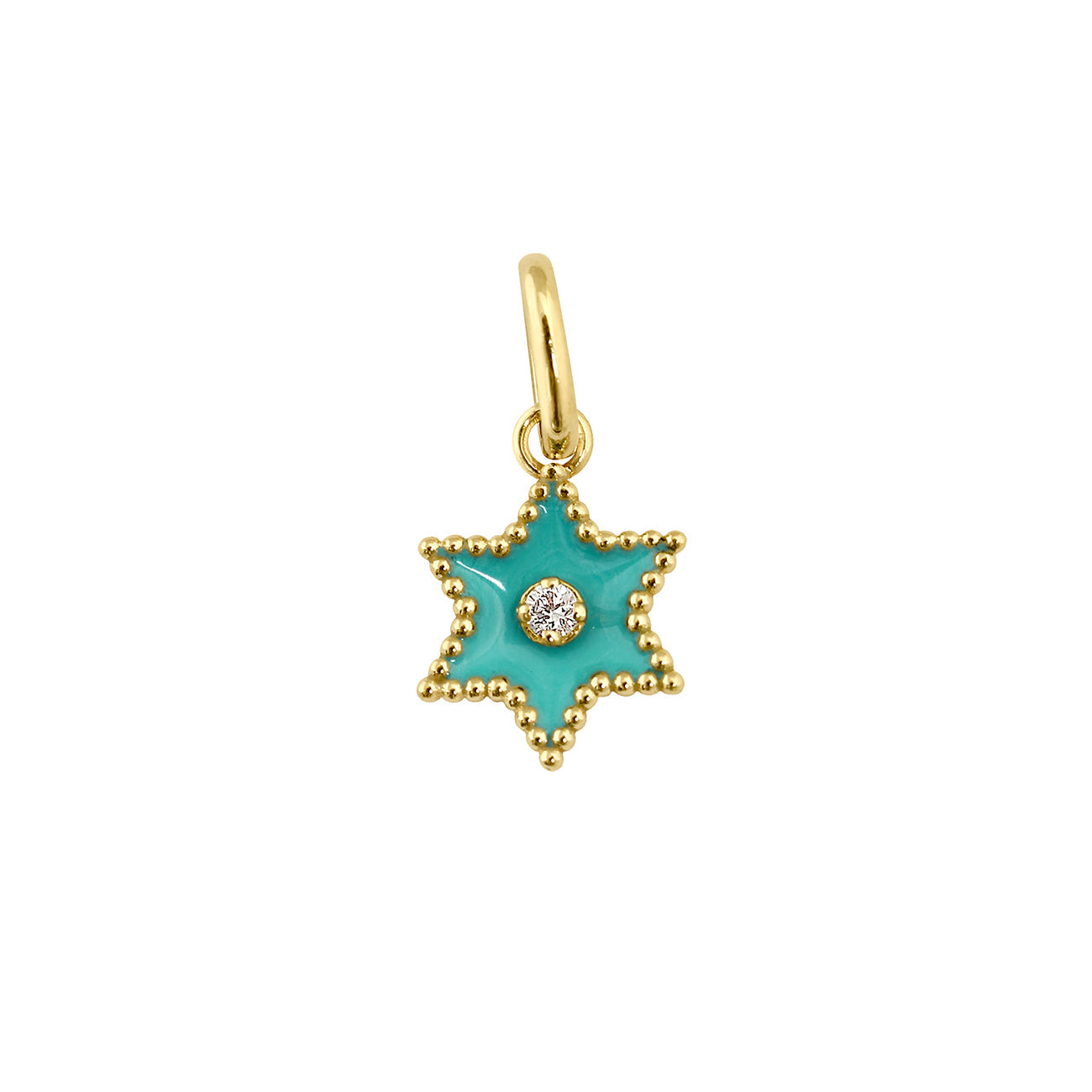 Pendentif Etoile Star résine turquoise vert, diamant, or jaune pirate Référence :  b5st001j33xxdi -1