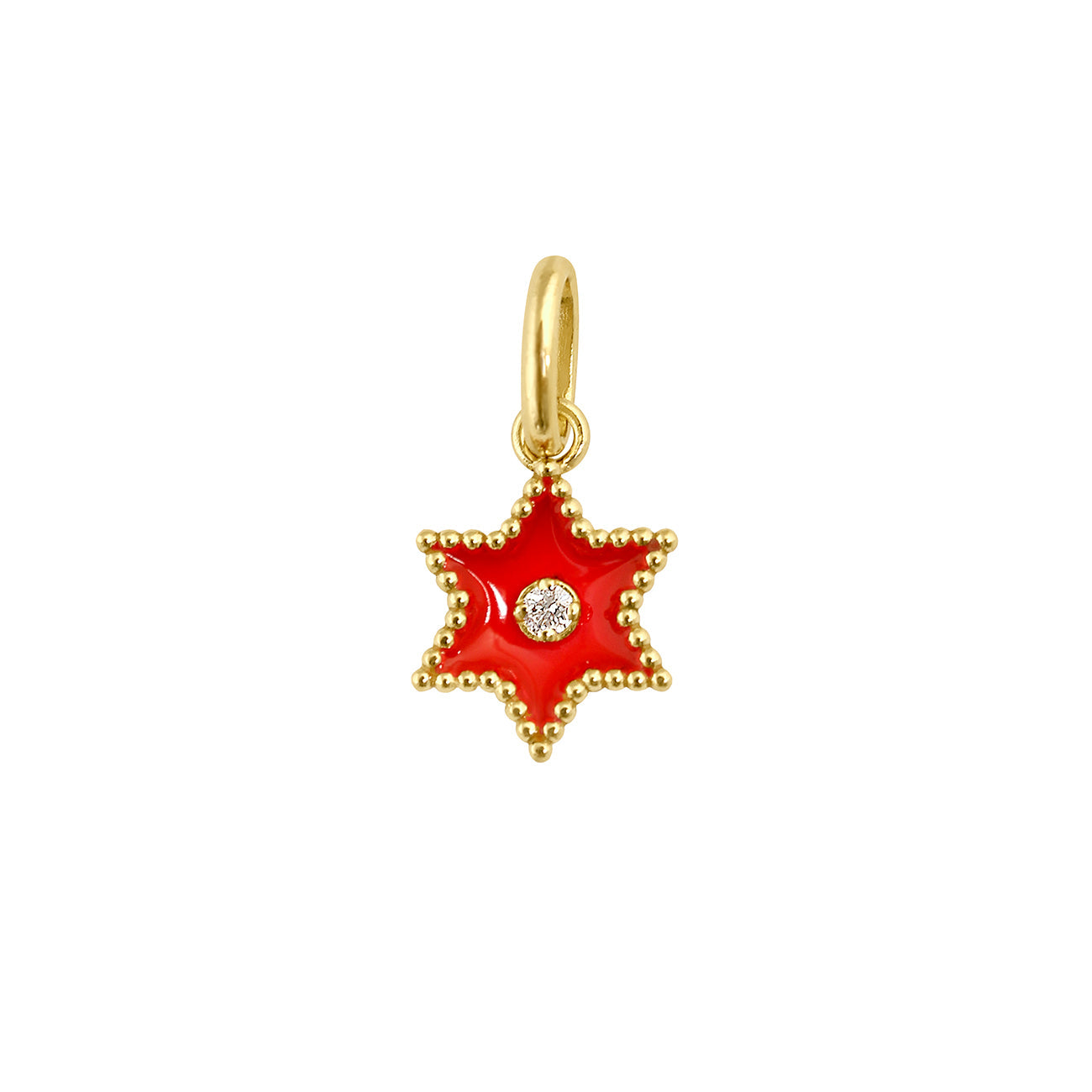 Pendentif Etoile Star résine corail, diamant, or jaune pirate Référence :  b5st001j58xxdi -1