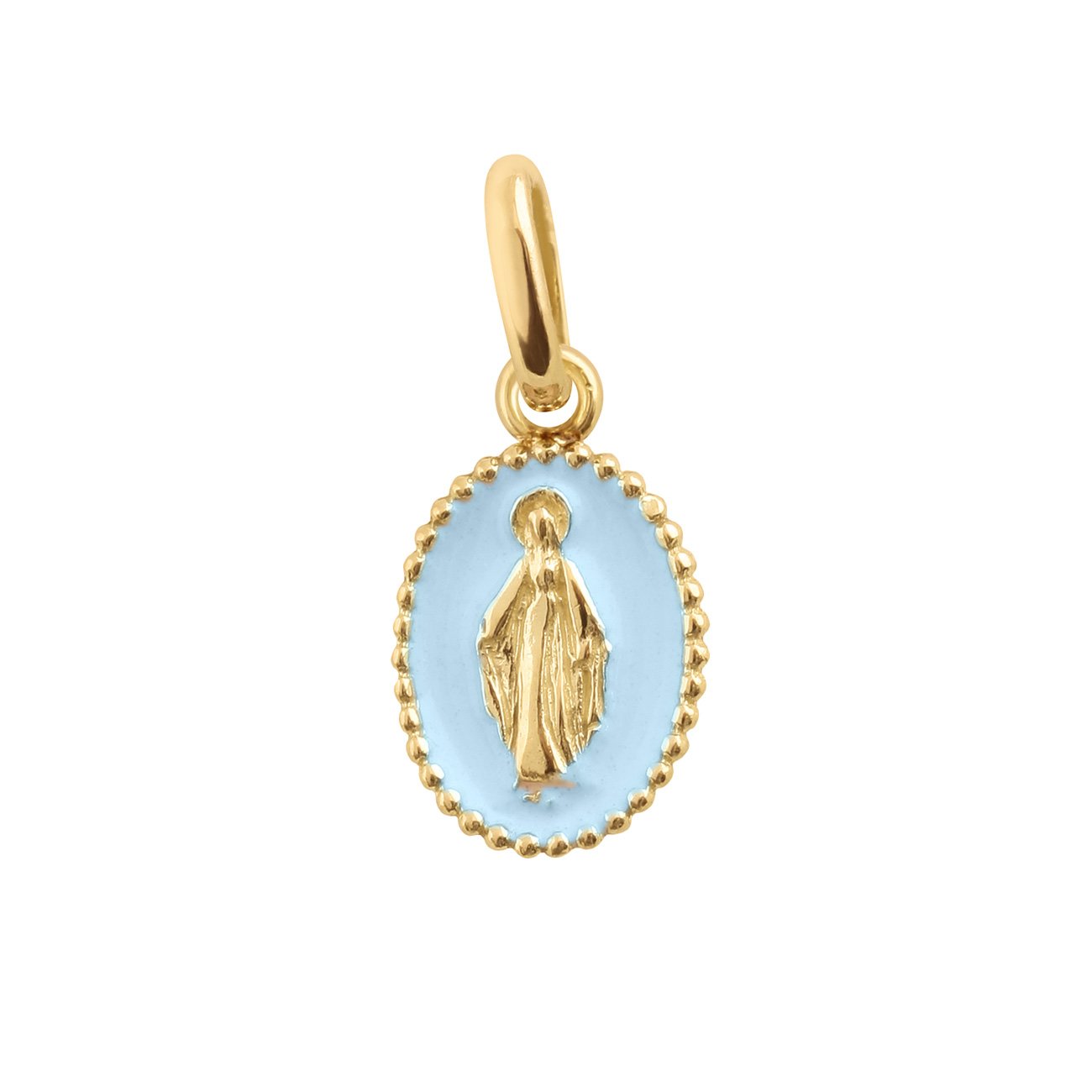 Pendentif Madone résine bleu layette, or jaune madone Référence :  b5vi003j15xxxx -1