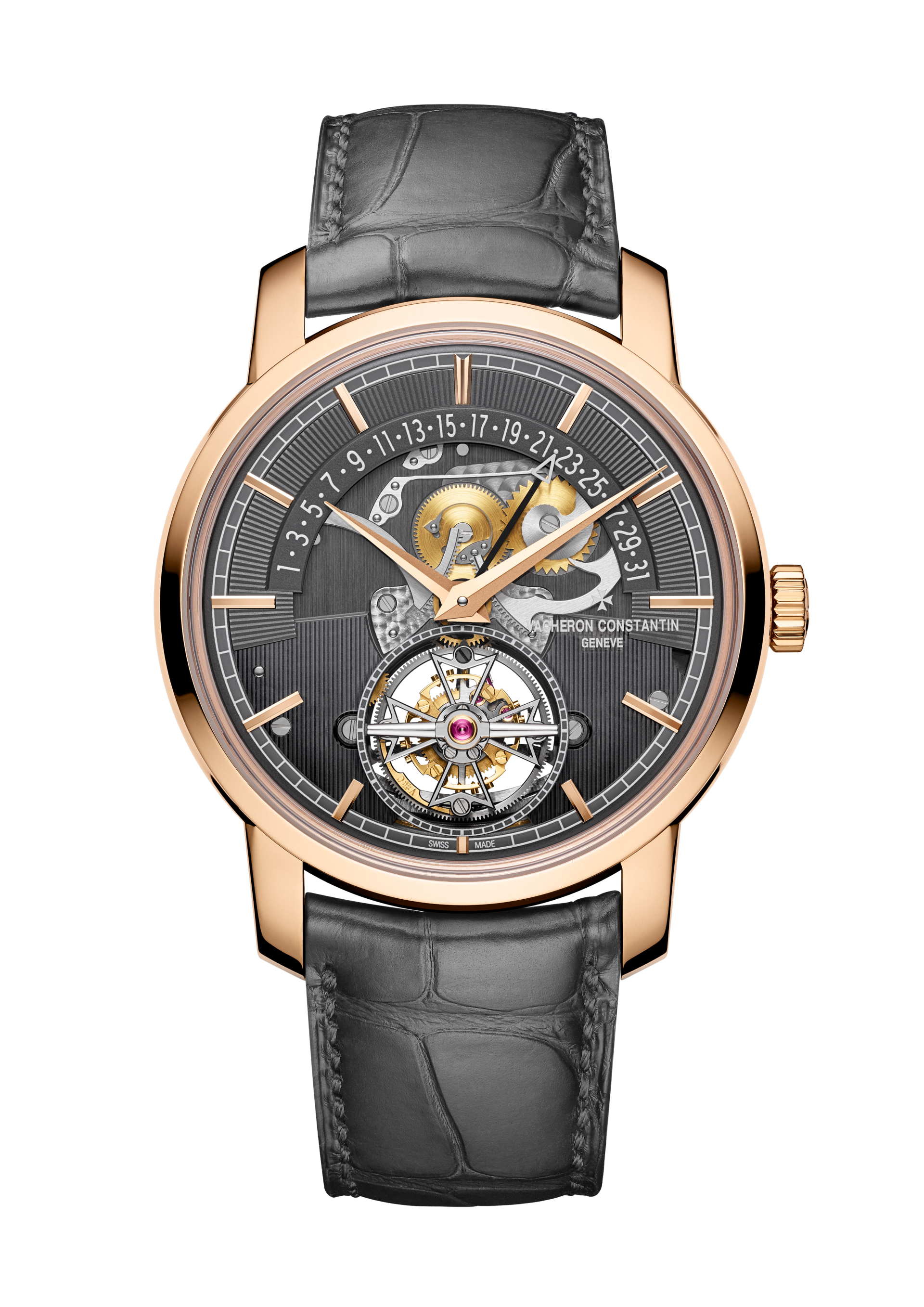 Traditionnelle tourbillon date rétrograde openface